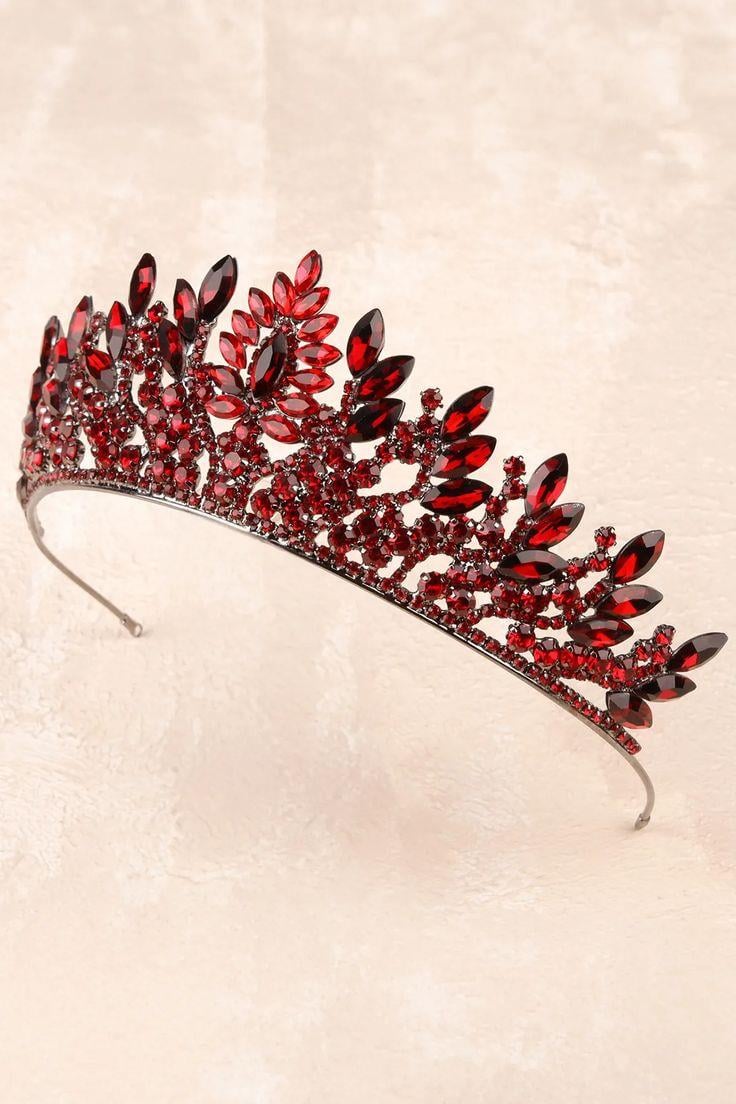 Denver Crystal Queen Tiara Bridal Henna Night Tiara Burgundy