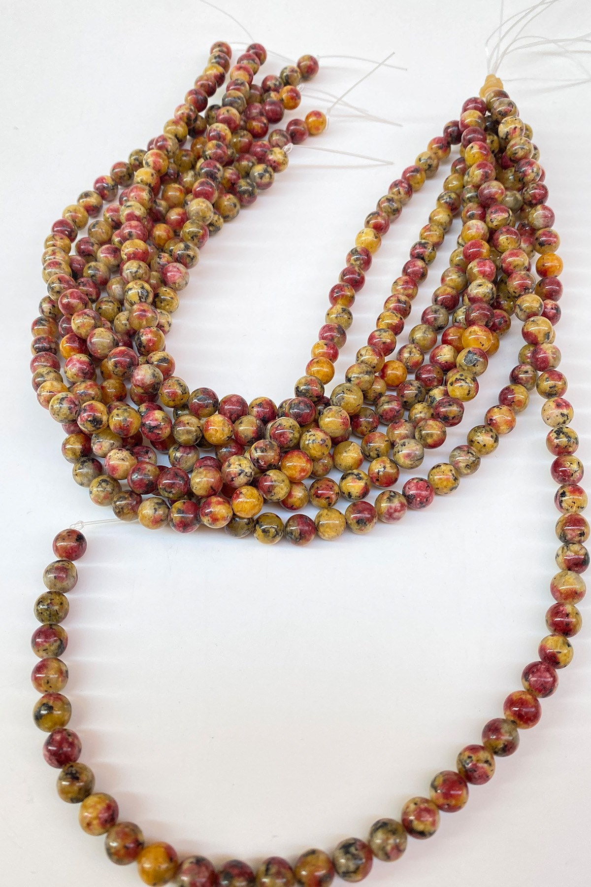 Desenli Ceyt Doğal Taş Boncuk 8 mm