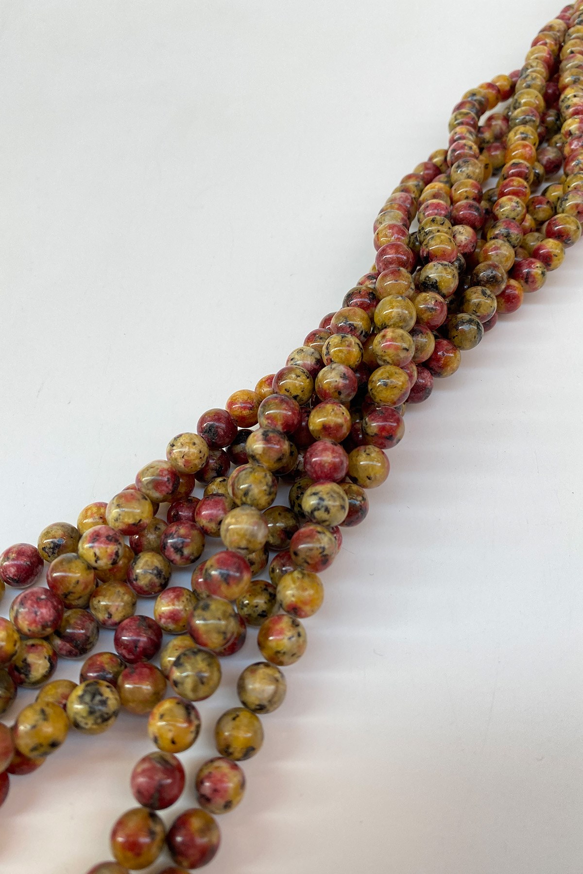 Desenli Ceyt Doğal Taş Boncuk 8 mm