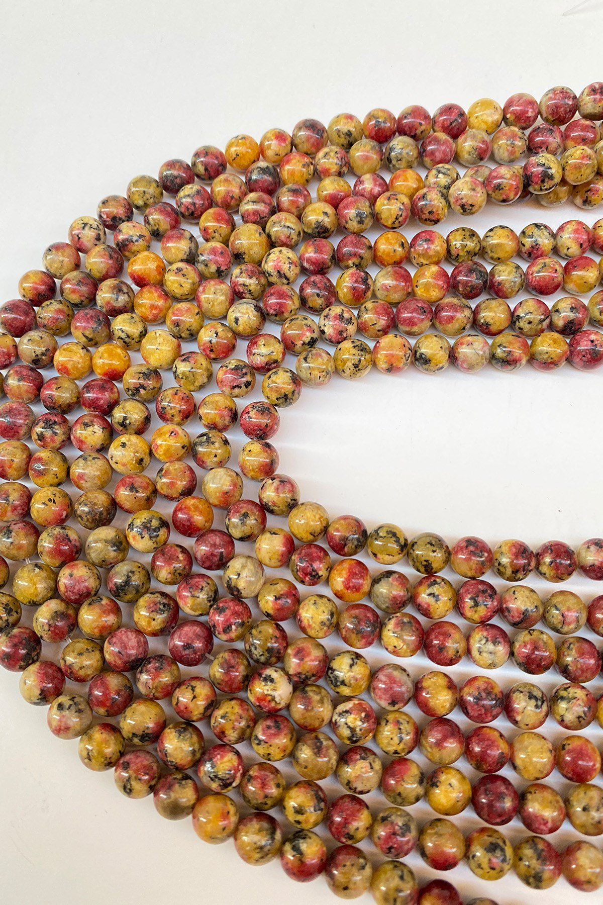 Desenli Ceyt Doğal Taş Boncuk 8 mm