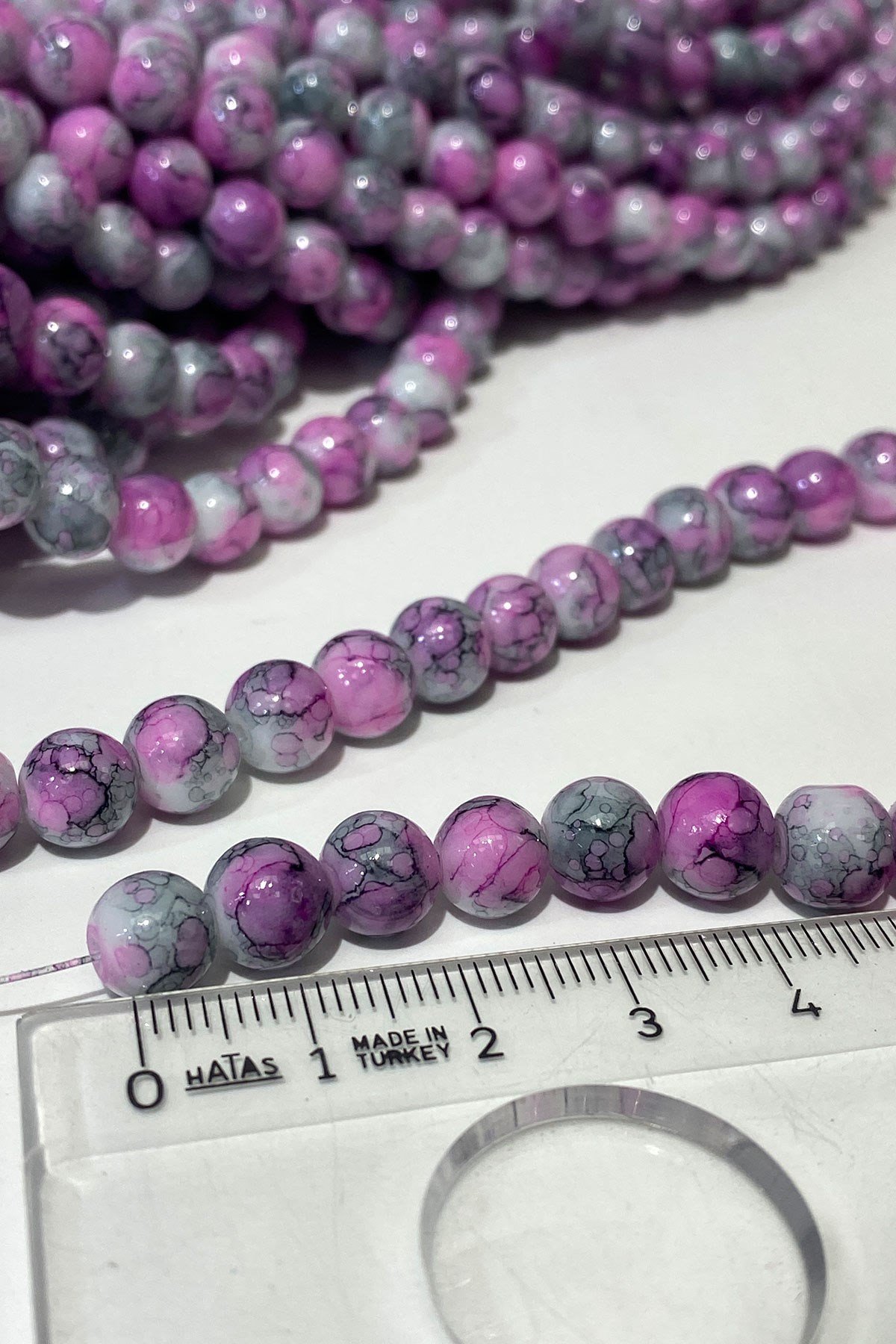 خرز زجاجي من سلسلة منقوشة 8 مم