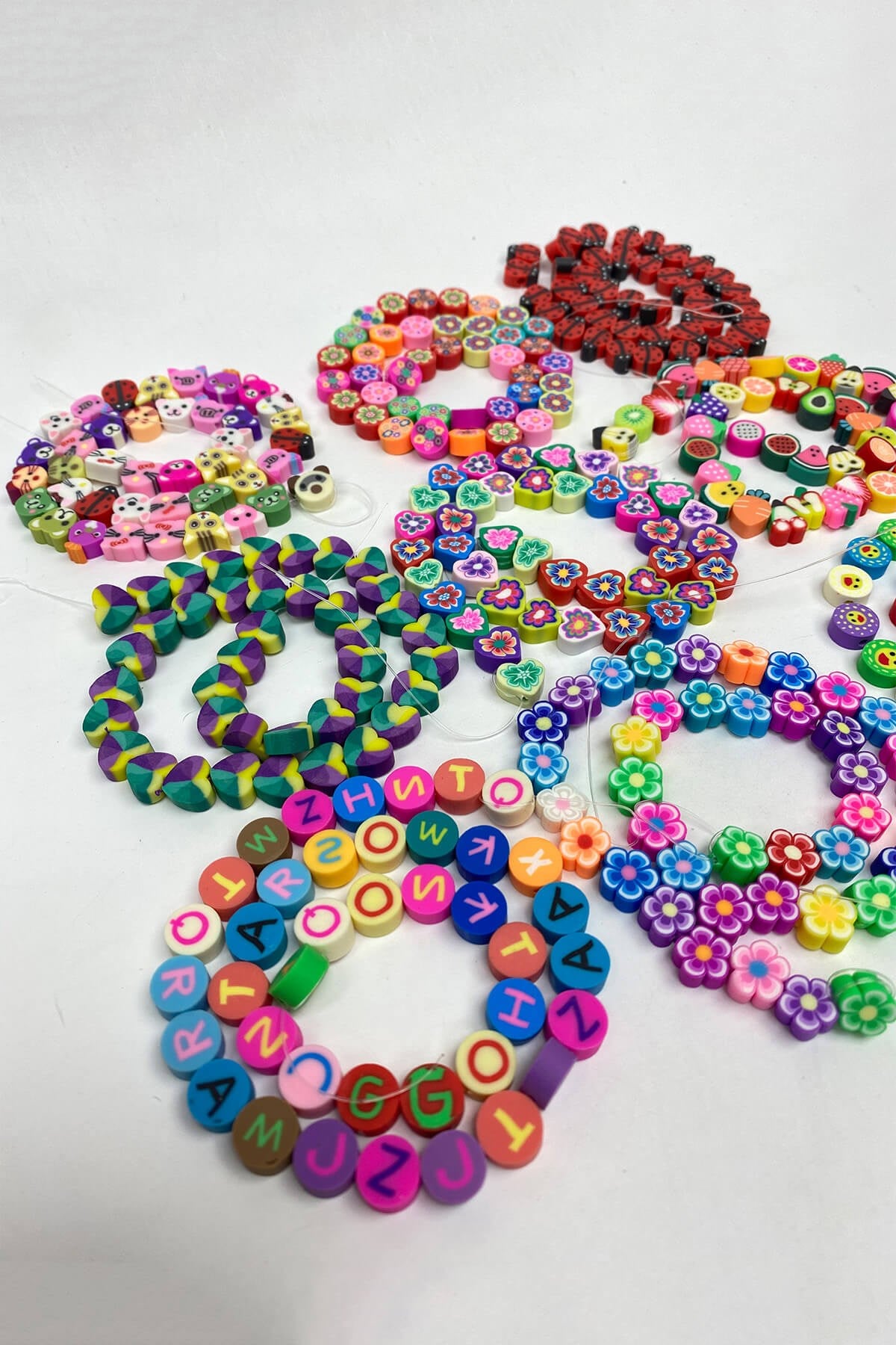 Patterned Fimo Dough Beads Set 9 Strings
