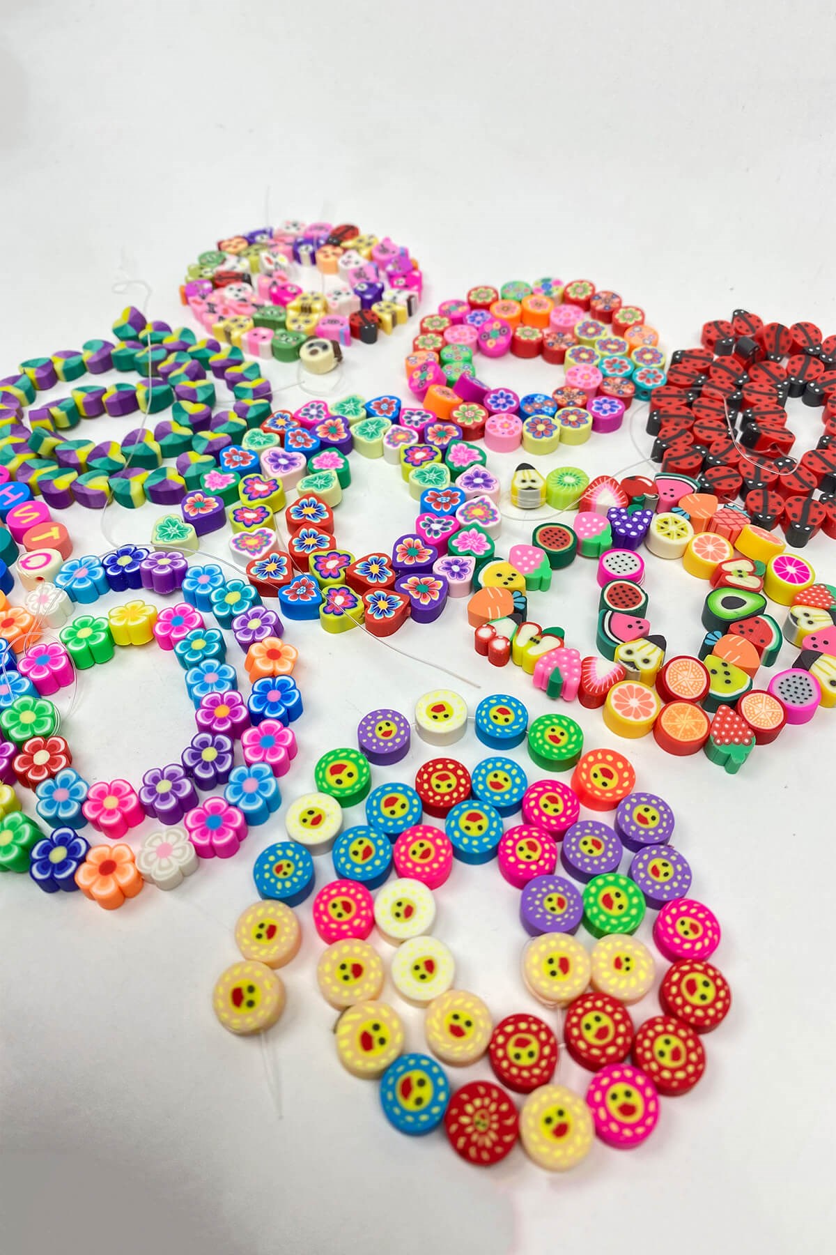 Patterned Fimo Dough Beads Set 9 Strings