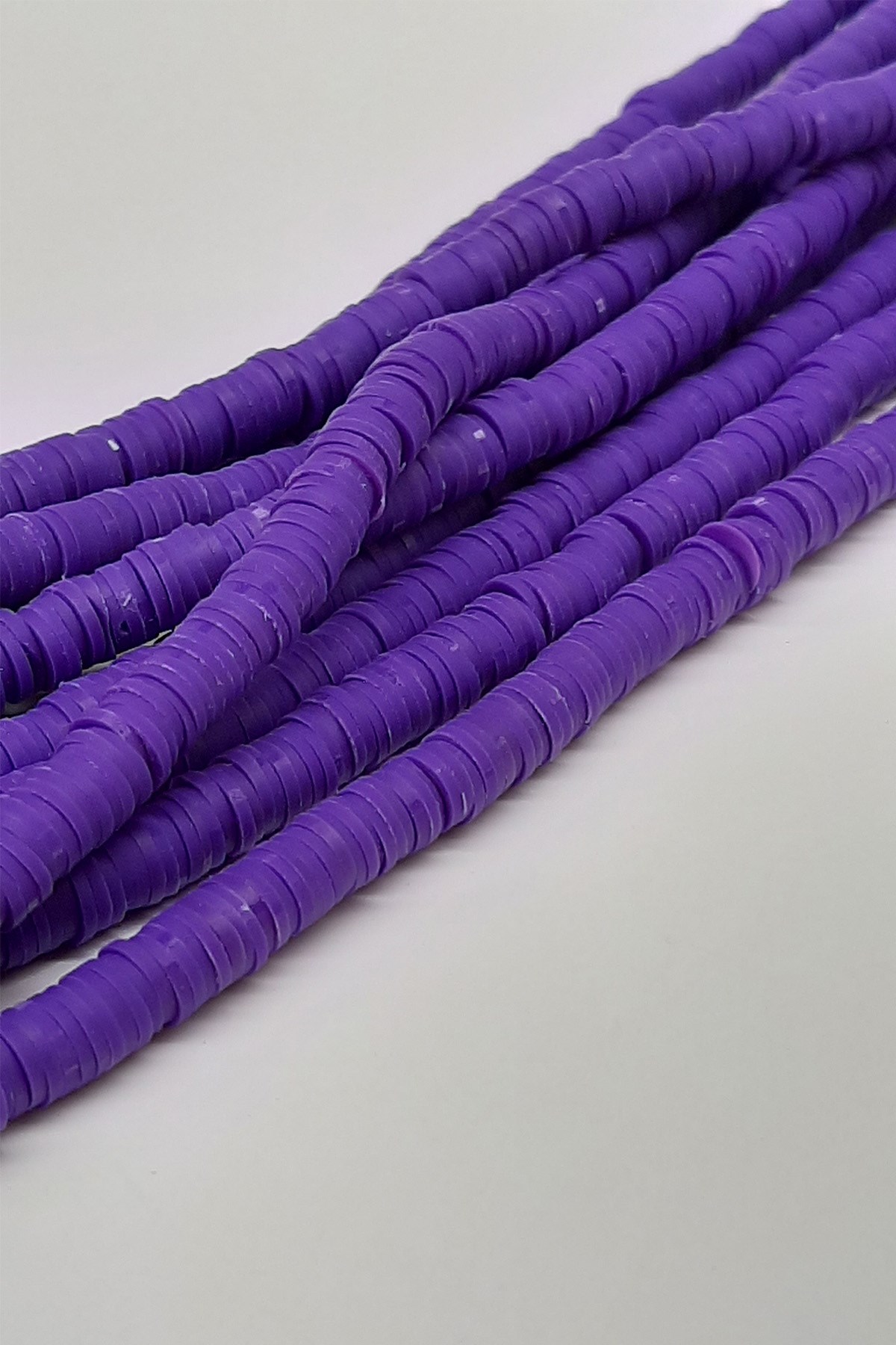 Desenli Mor Fimo Hamur Boncuk 6Mm