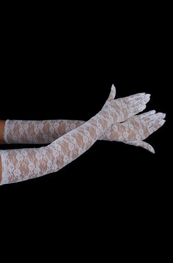 Dirsek Boyu Zarif Dantelli Uzun 62 cm Abiye Nişan Eldiveni Kına Düğün Nikah