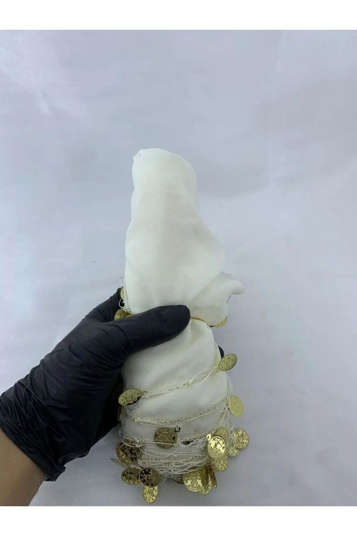 Düğün Ve Kına Geceleri Için 10lu Kumaş Halay Mendili Krem 25x25