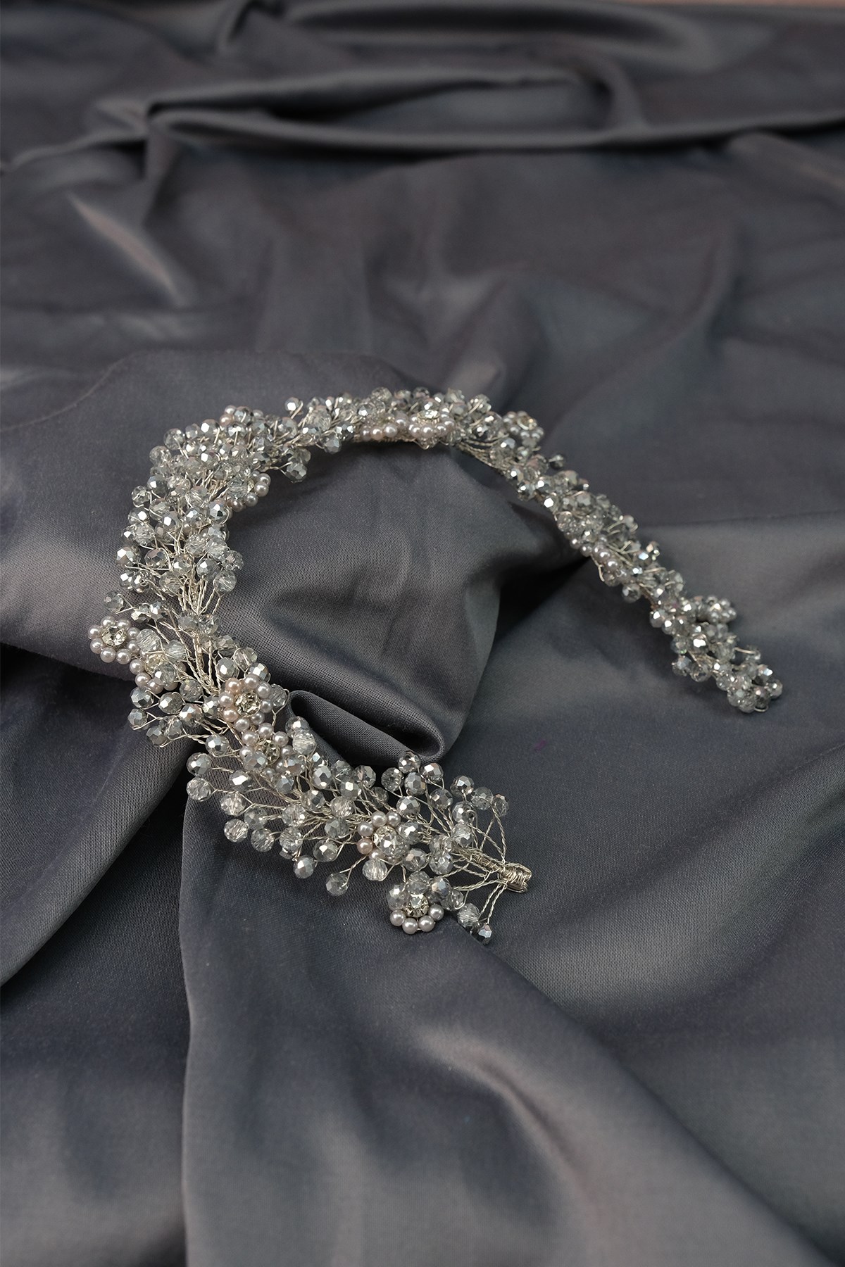Duru Beaded Bridal Crown Hair and Turban Accessory