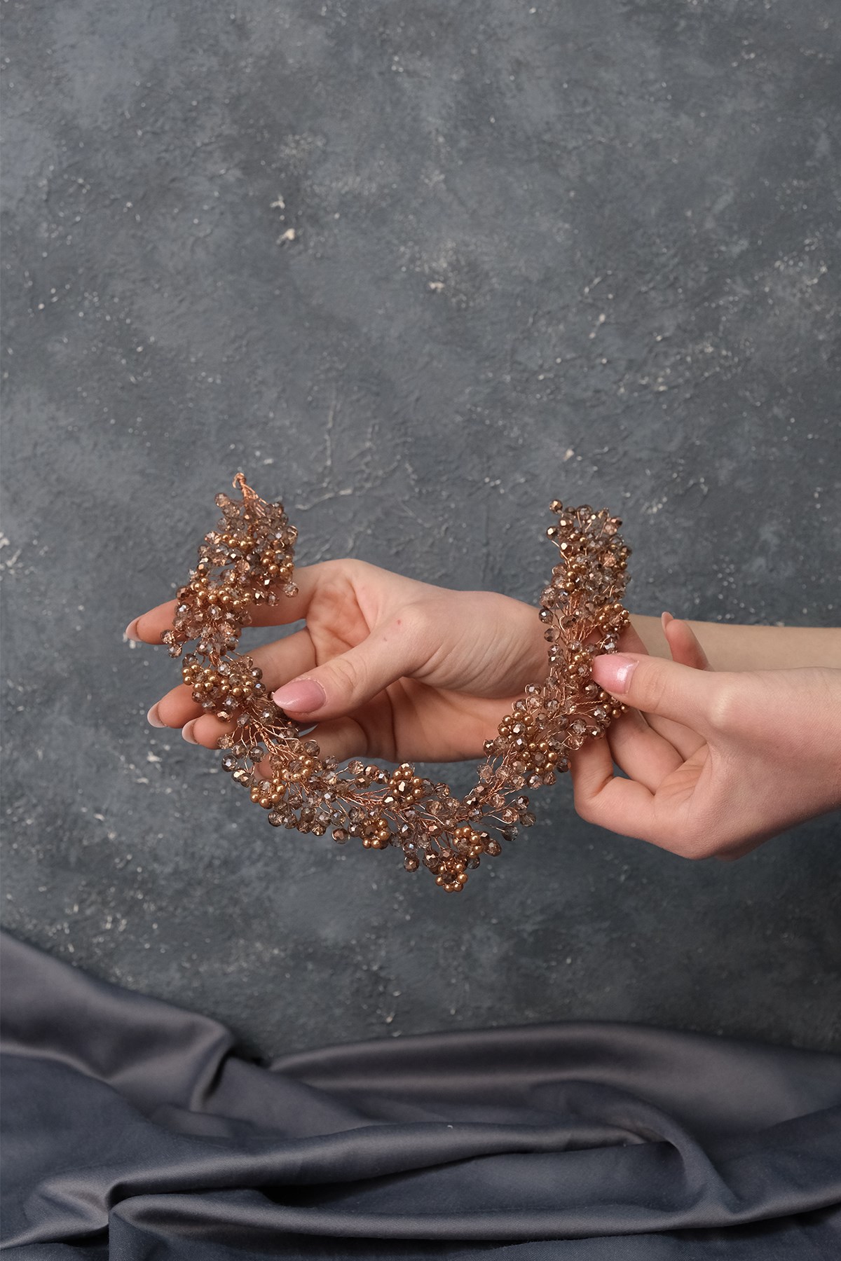 Duru Beaded Bridal Crown Hair and Turban Accessory