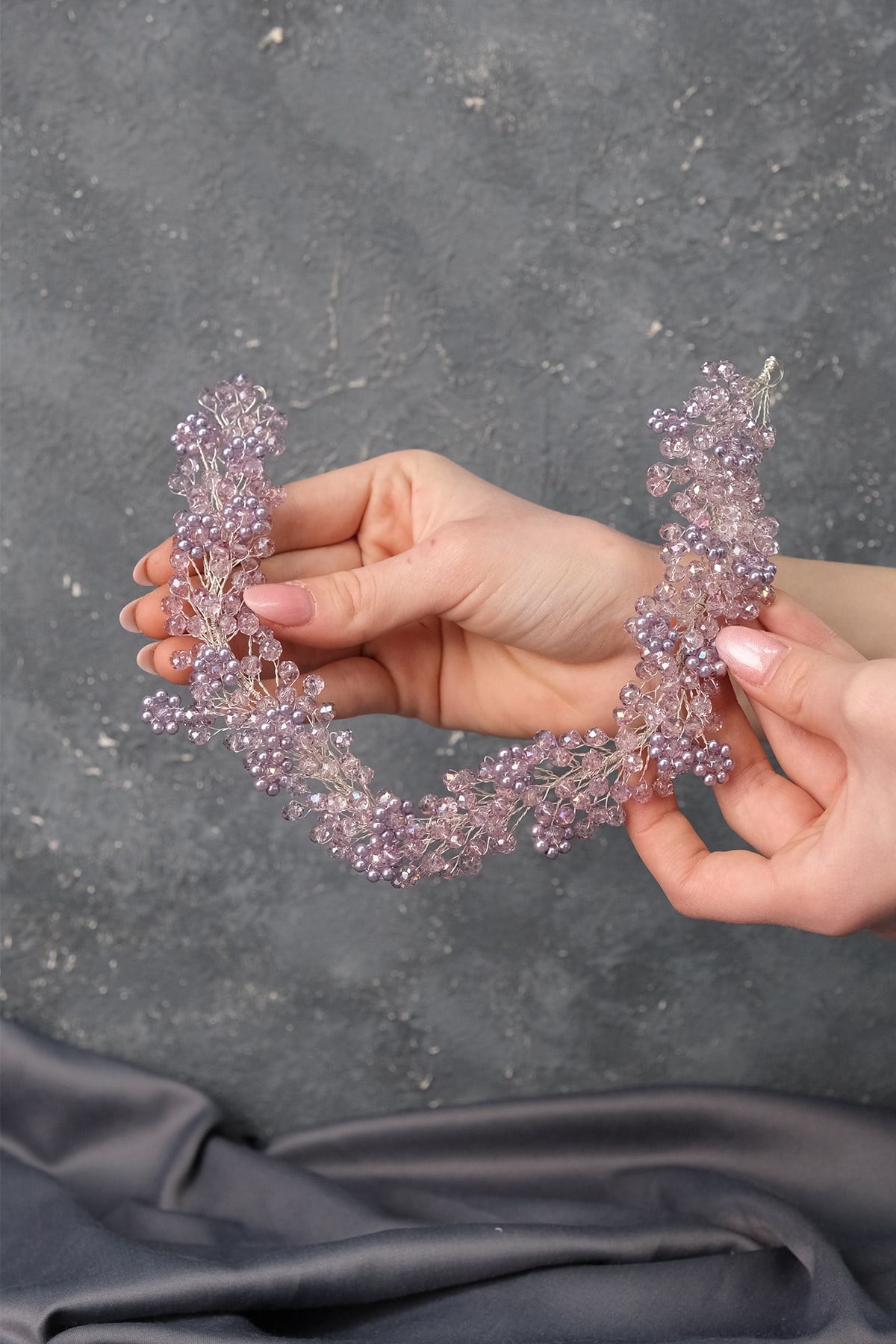 Duru Beaded Bridal Crown Hair and Turban Accessory