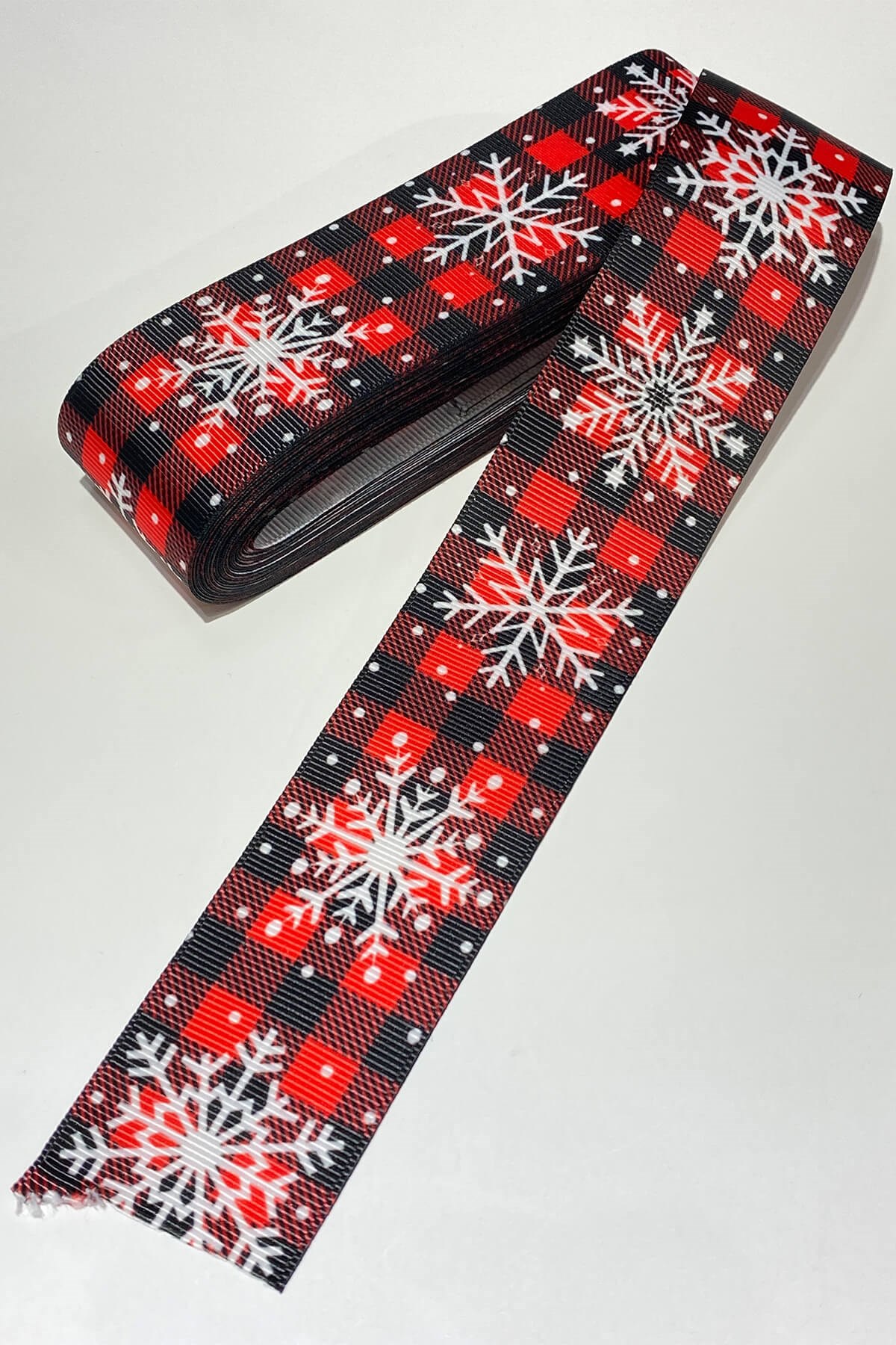 Plaid Snowflake Christmas Ribbon 4 cm 10 m Black