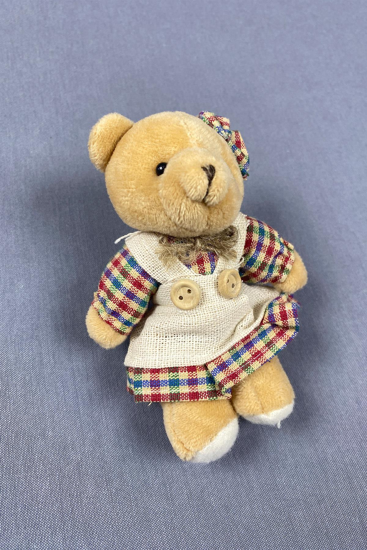 Girl Teddy Bear in Plaid Fancy Skirt Outfit