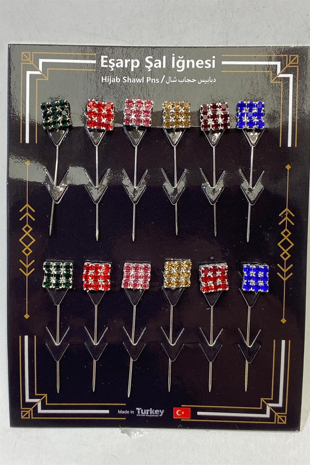 Eşarp İğnesi Taşlı 12 Adet