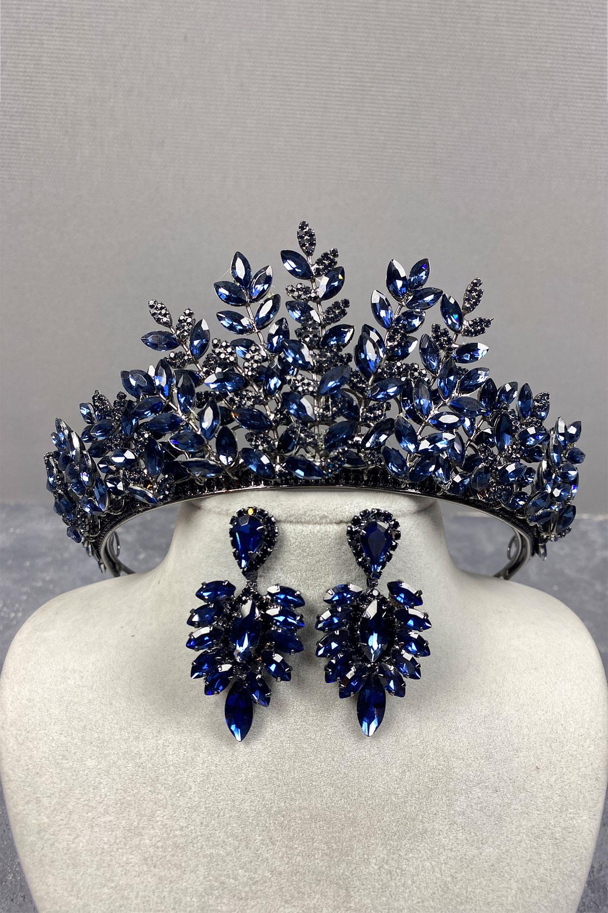 Ezel 3D Bridal Henna Crown And Stud Earring Set