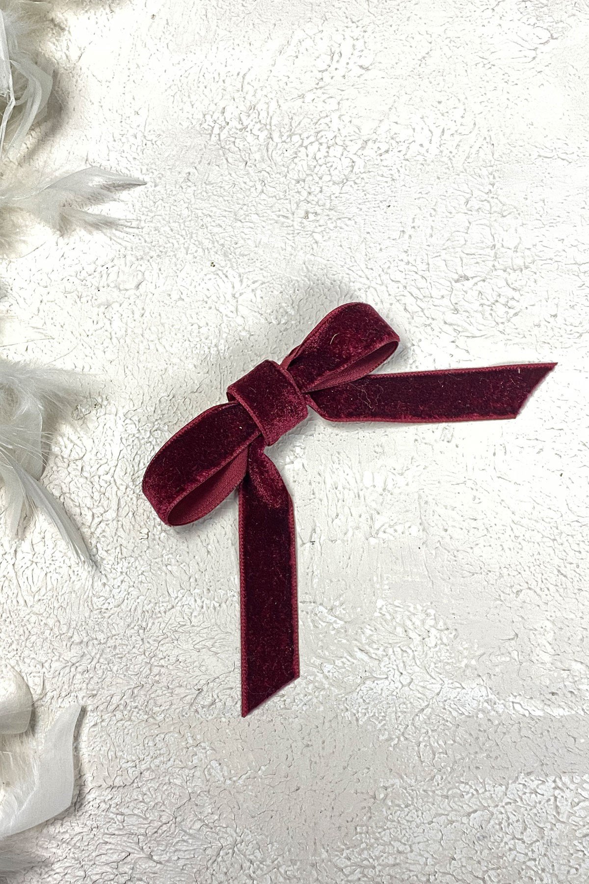 Fiyonklu Kadife Kurdeleli Saç Tokası