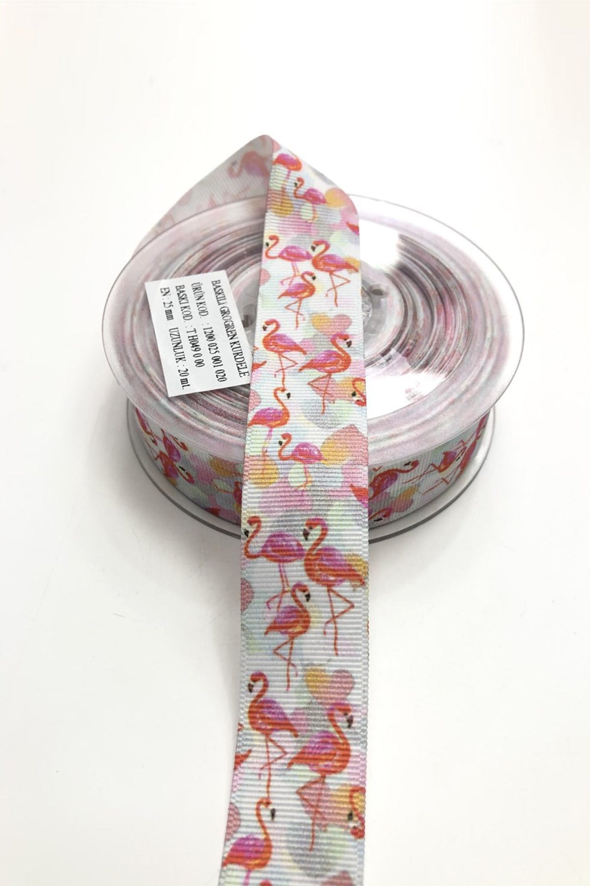 Flamingo Patterned Grosgrain Ribbon 2,5 cm 1 m