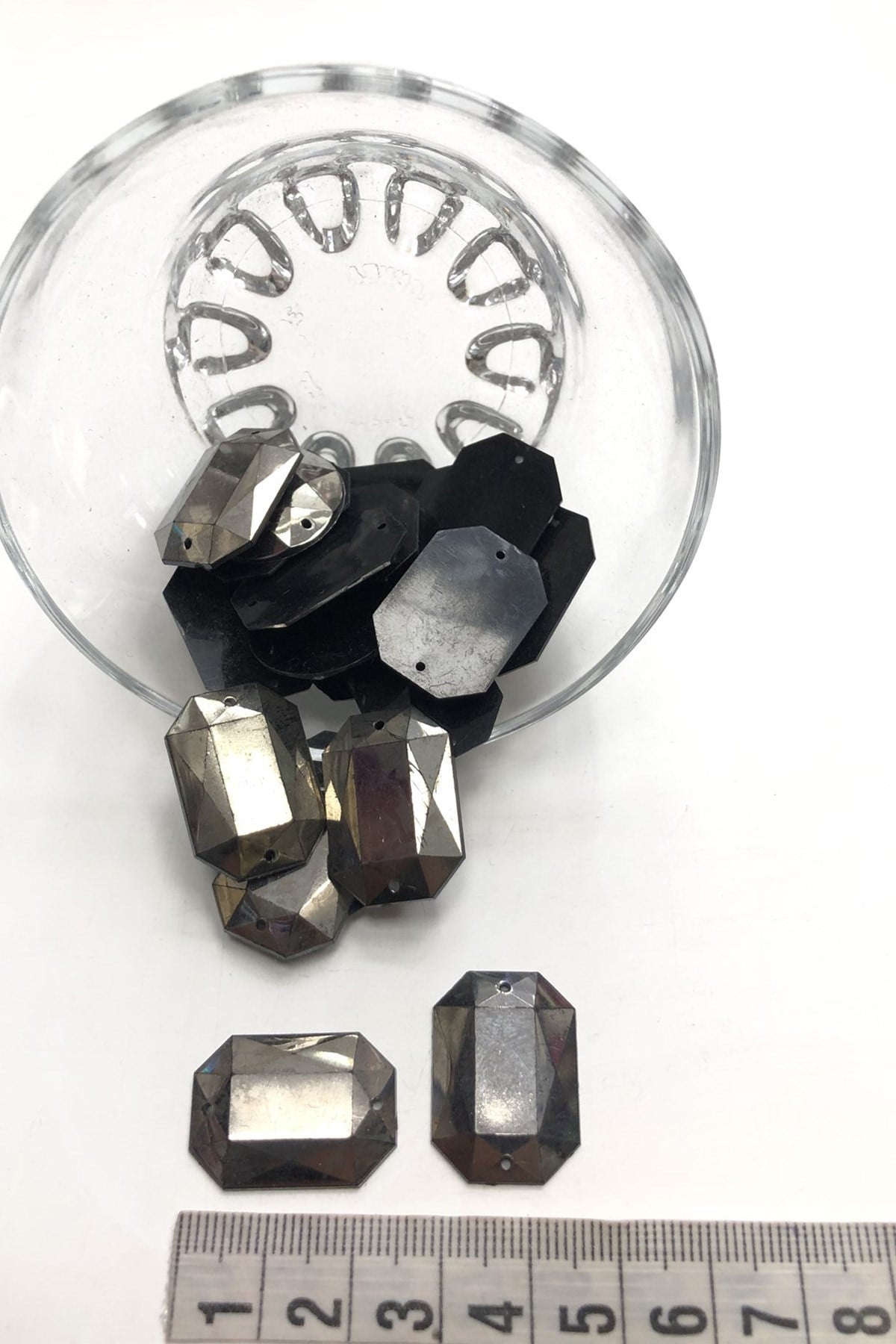 Smoked Rectangle Plastic Stud Stone 10 pcs