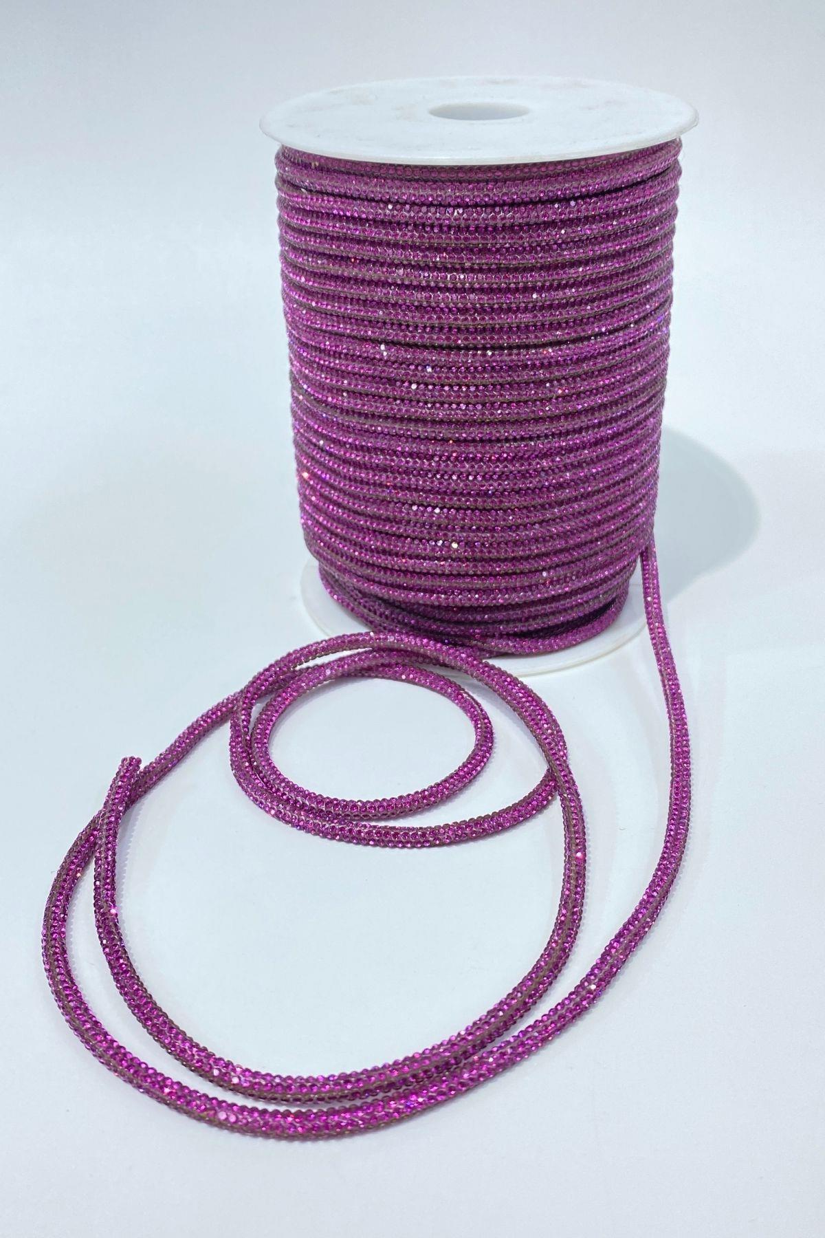 Fuşya Full Sık Taşlı Boru Şerit Kordon
