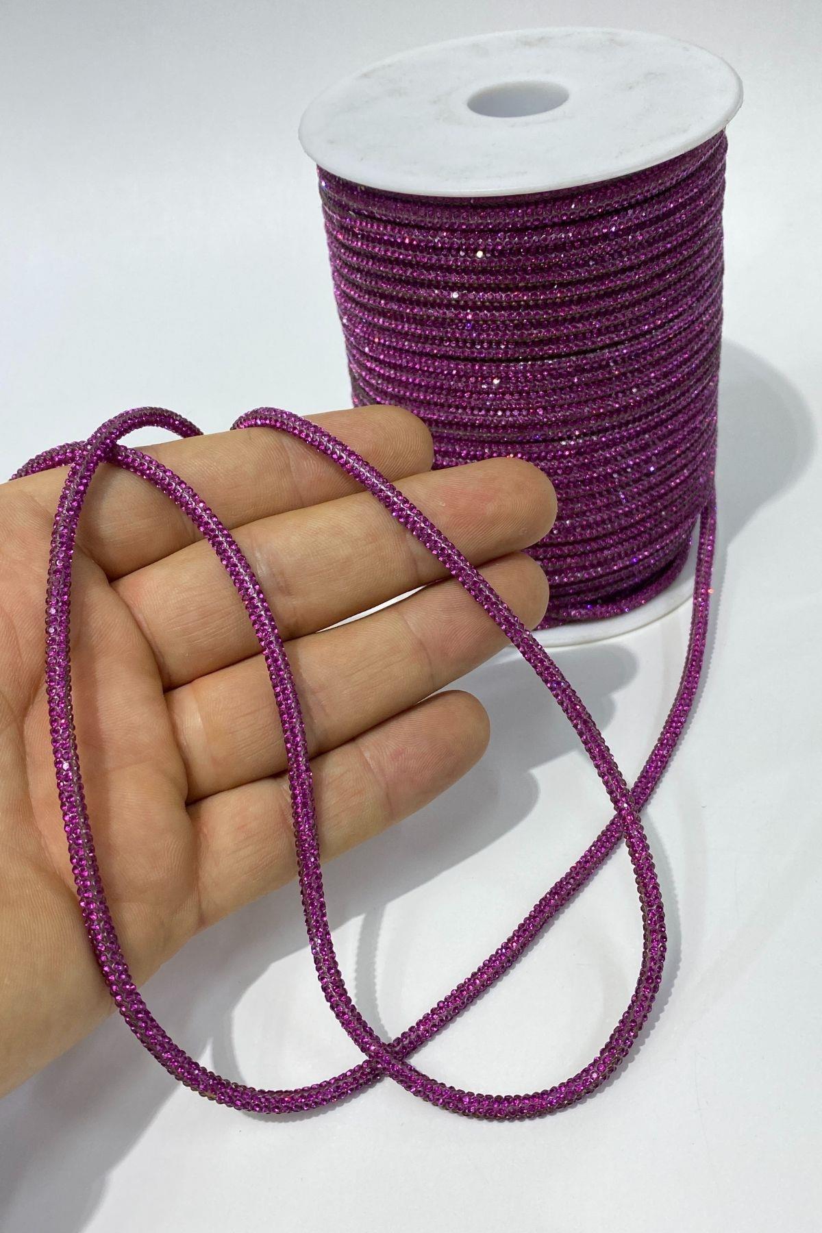 Fuşya Full Sık Taşlı Boru Şerit Kordon