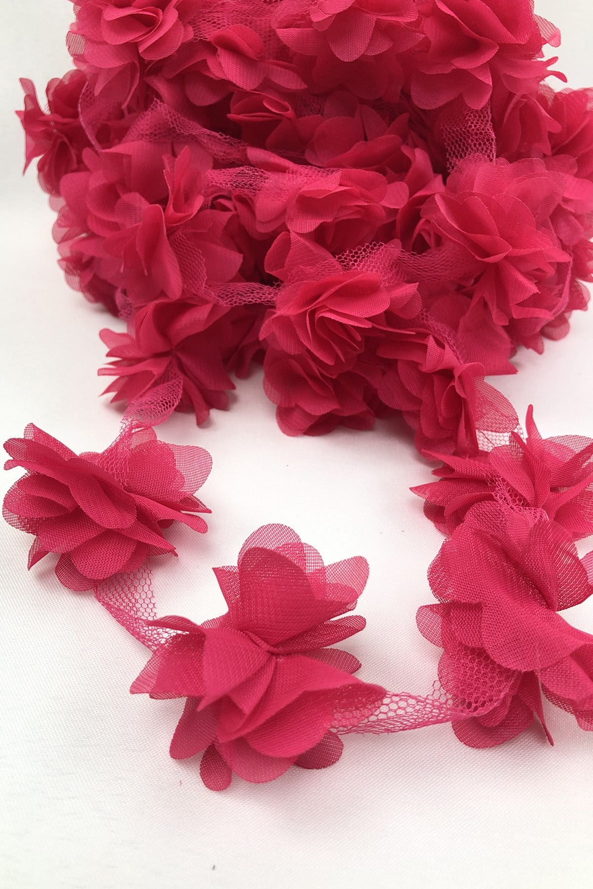 Fuchsia Color Laser Cut Tulle Flower