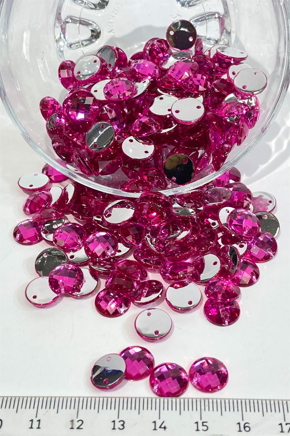 Fuşya Yuvarlak Dikme Plastik Taş Boncuk 10 Gr