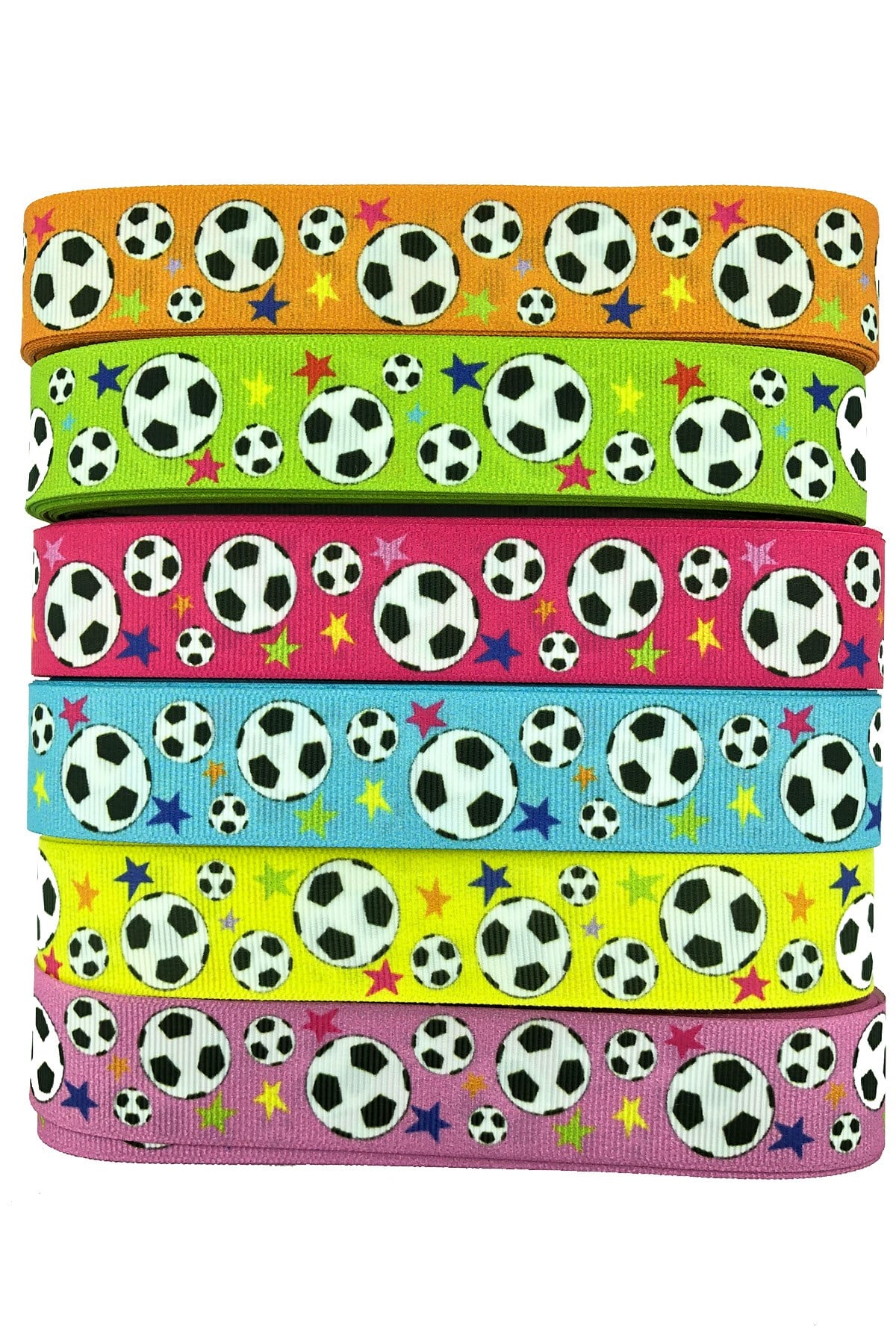 Soccer Ball Printed Grosgrain Ribbon