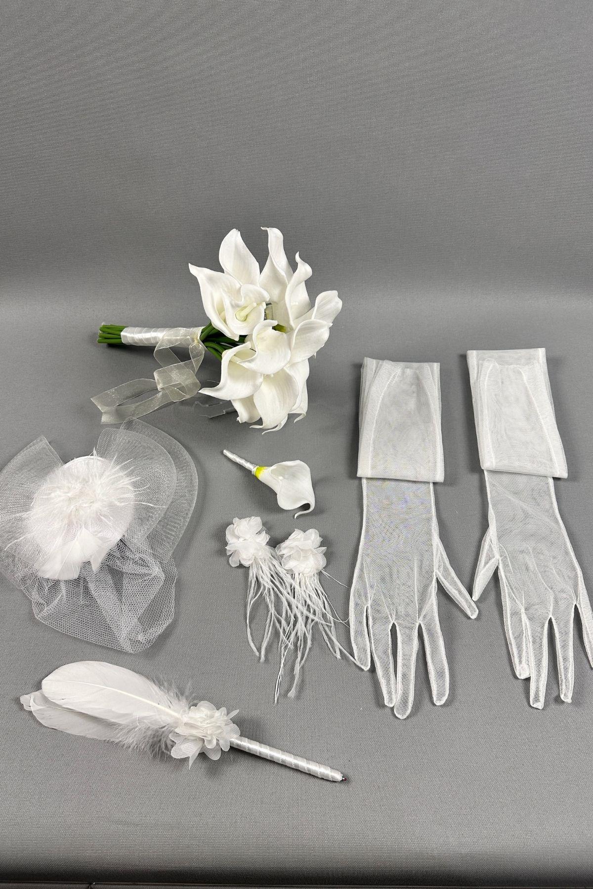 Gelin Buket Çiçeği Ve Nikah Aksesuarı Seti