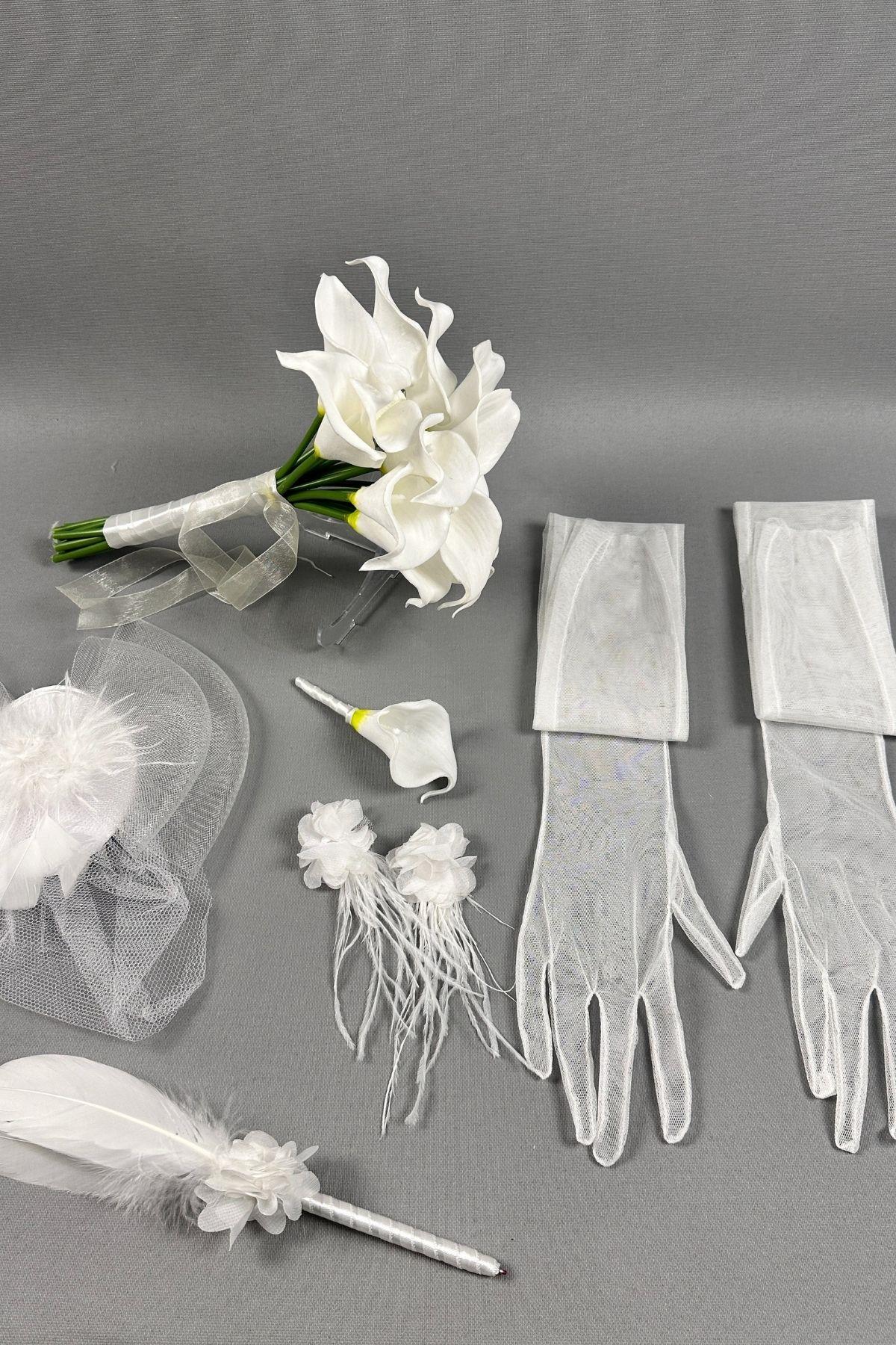 Gelin Buket Çiçeği Ve Nikah Aksesuarı Seti