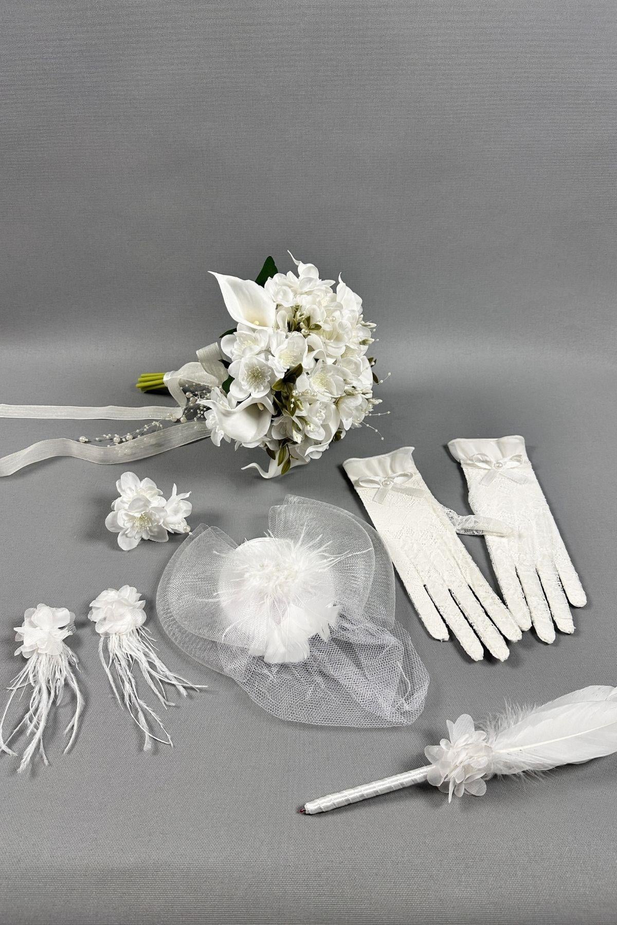 Gelin Buketi Çiçeği Ve Nikah Aksesuarı Seti