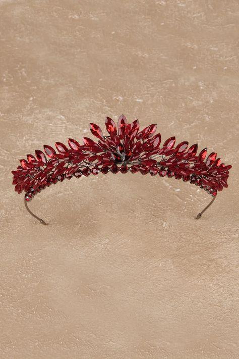 Bridal Costume Tiara, Henna and Wedding Tiara for Women, Burgundy