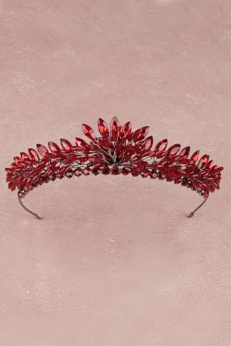 Bridal Costume Tiara, Henna and Wedding Tiara for Women, Burgundy