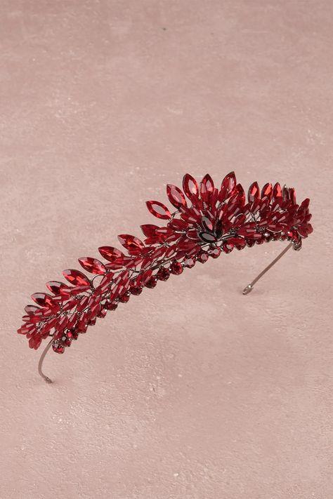 Bridal Costume Tiara, Henna and Wedding Tiara for Women, Burgundy