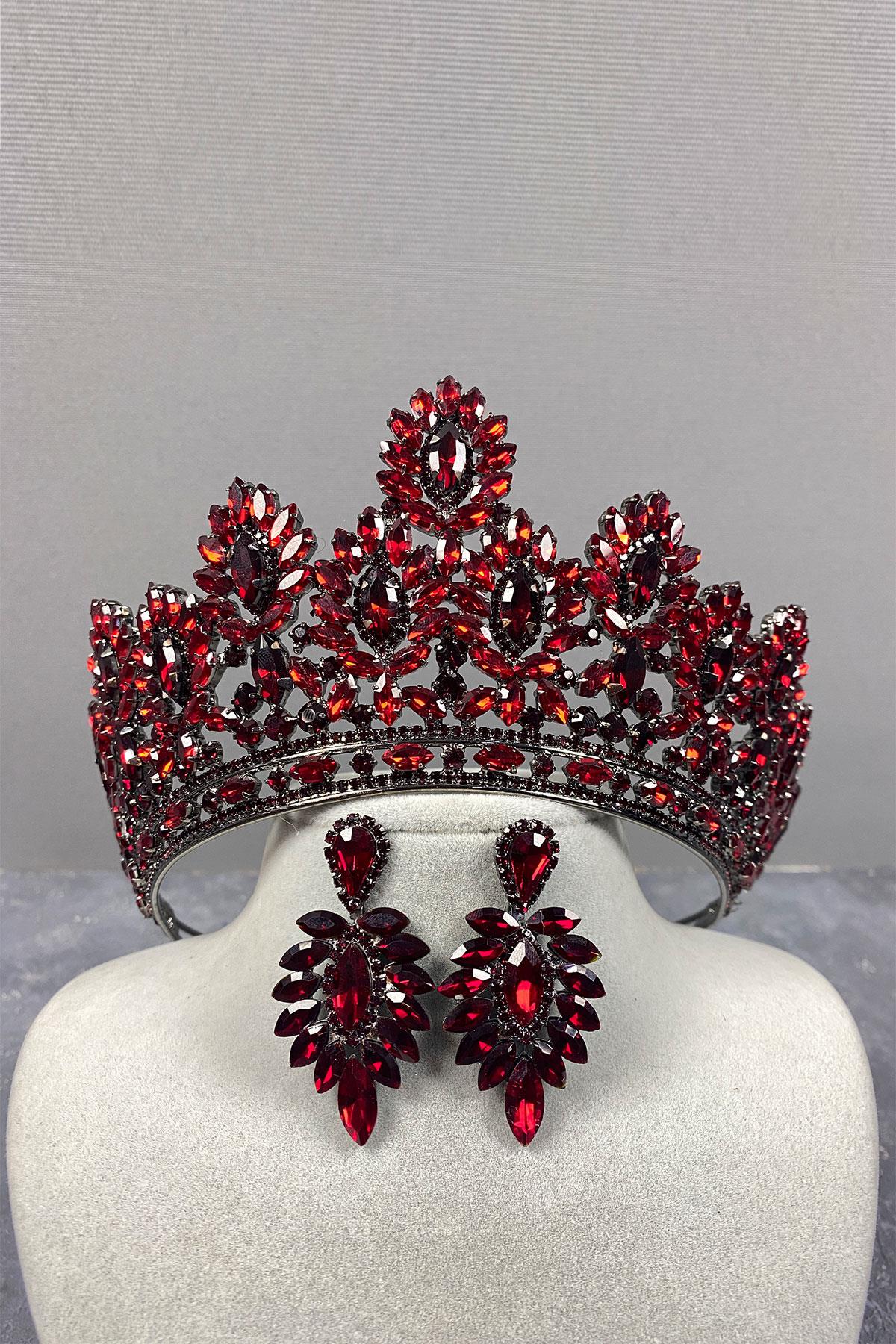 Godiva High Bridal Henna Crown And Stud Earrings