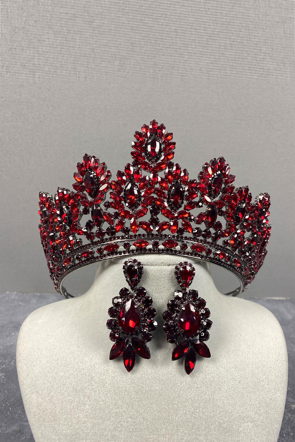 Godiva High Bridal Henna Crown And Stud Earrings