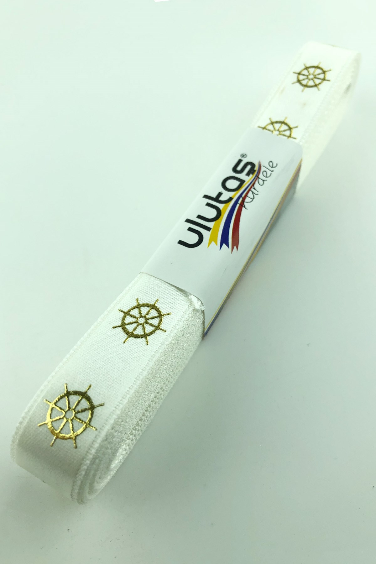 Gold Dümen Varak Baskılı Saten Kurdele 1,5 cm