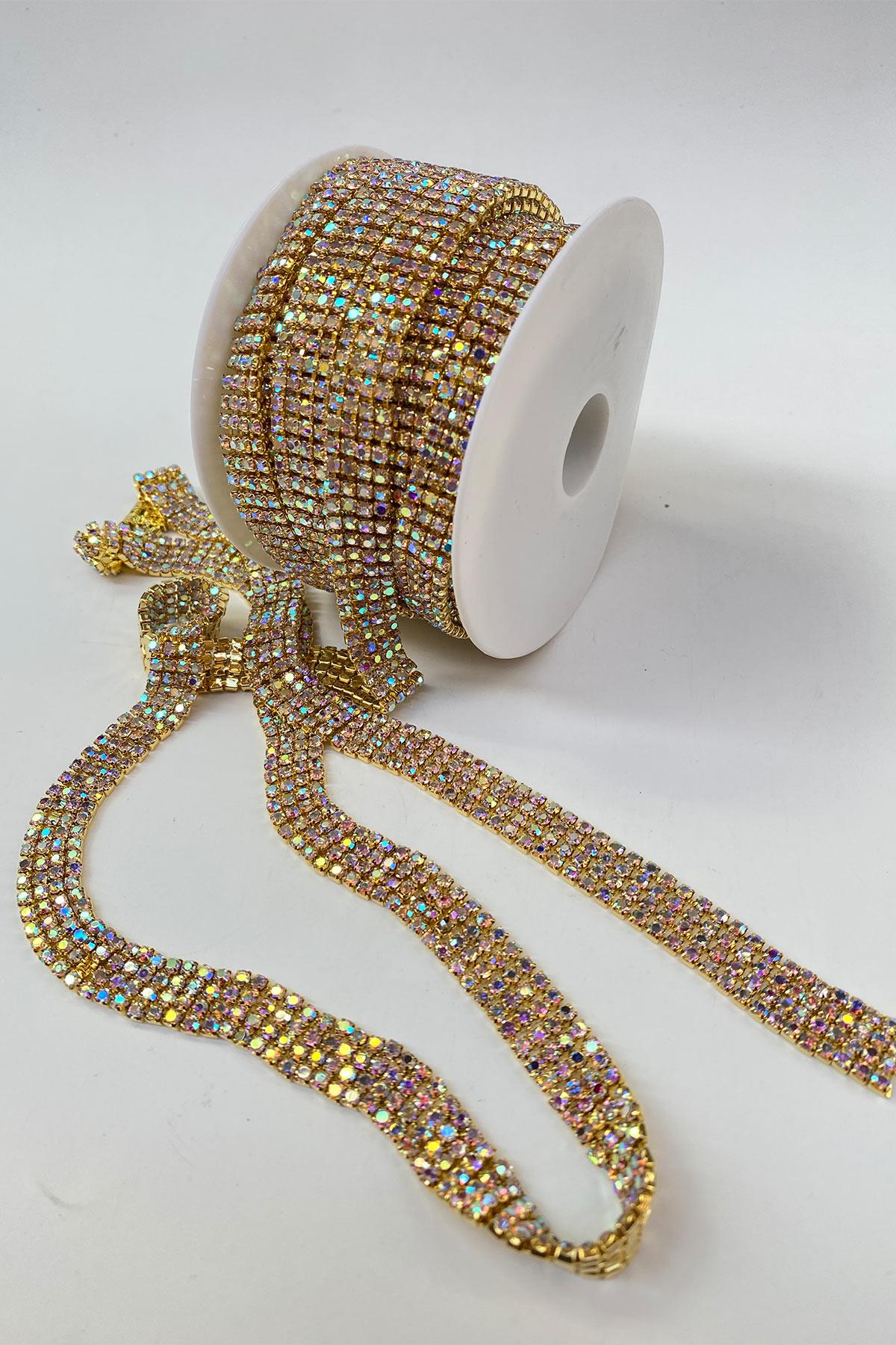 Shiny 4 Row Beyoğlu Strip Stone Beads with Gold Silver Janjan