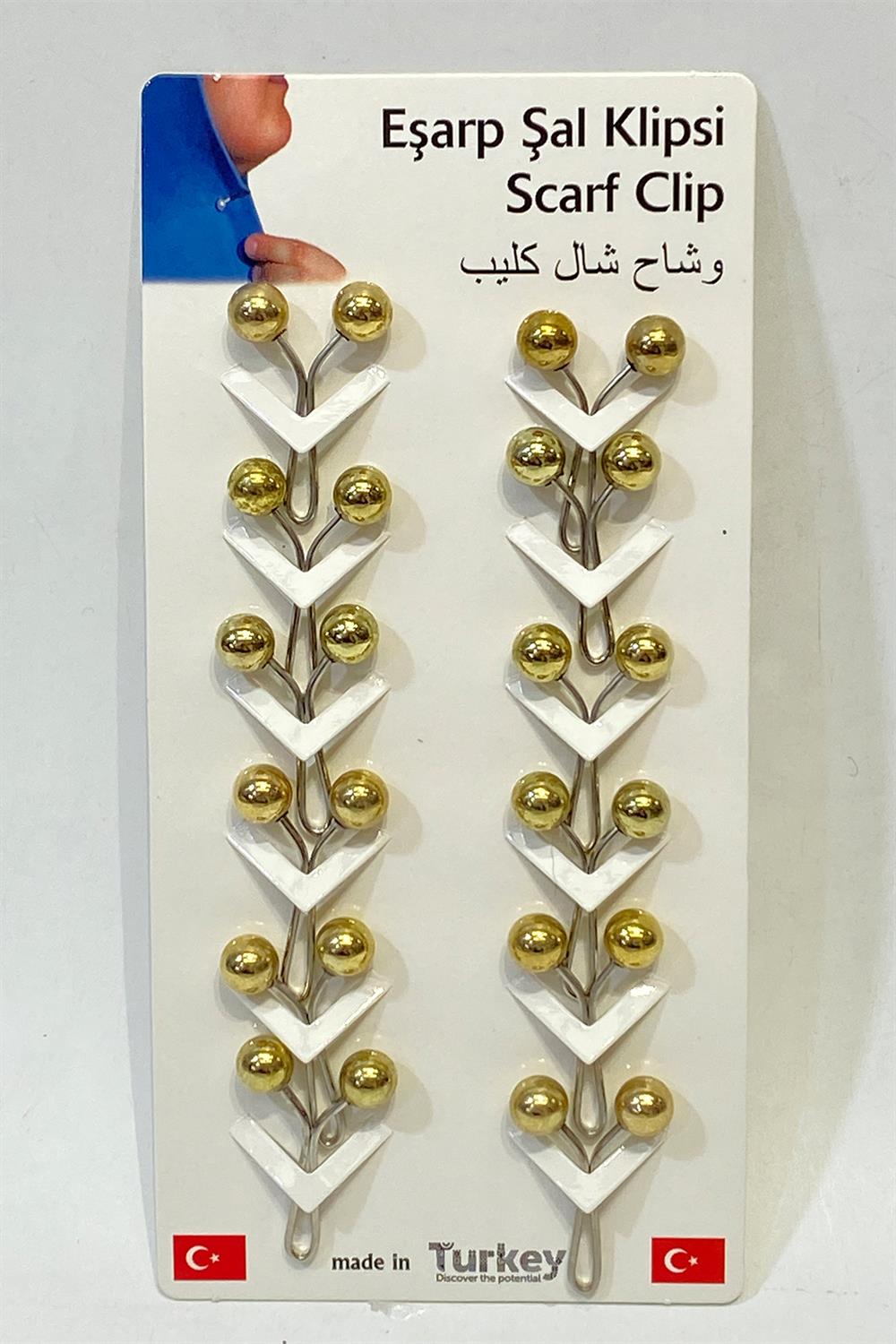 Gold İncili Eşarp Klipsi,Eşarp İğnesi 12 Adet