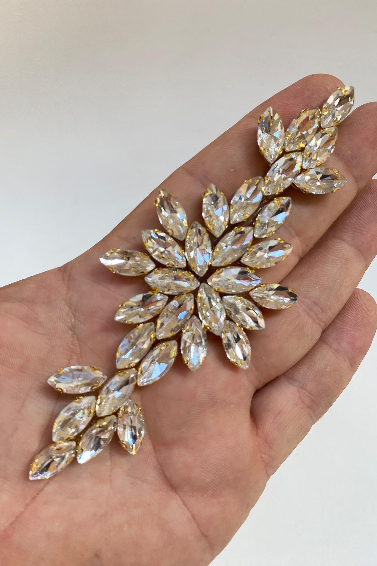 Gold Mekik Taşlı Ütüyle Yapışan Parlak Taşlı Aplik