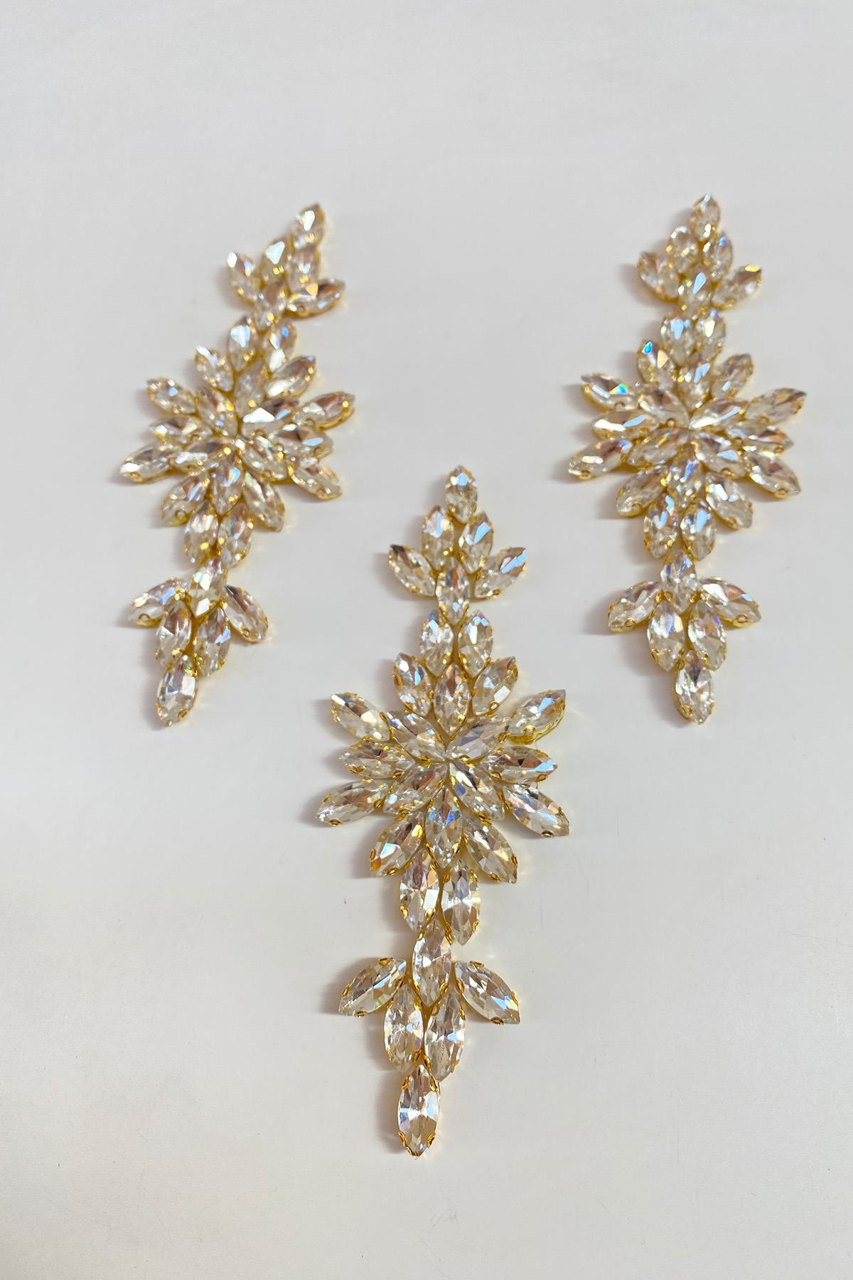 Gold Mekik Taşlı Ütüyle Yapışan Parlak Taşlı Aplik