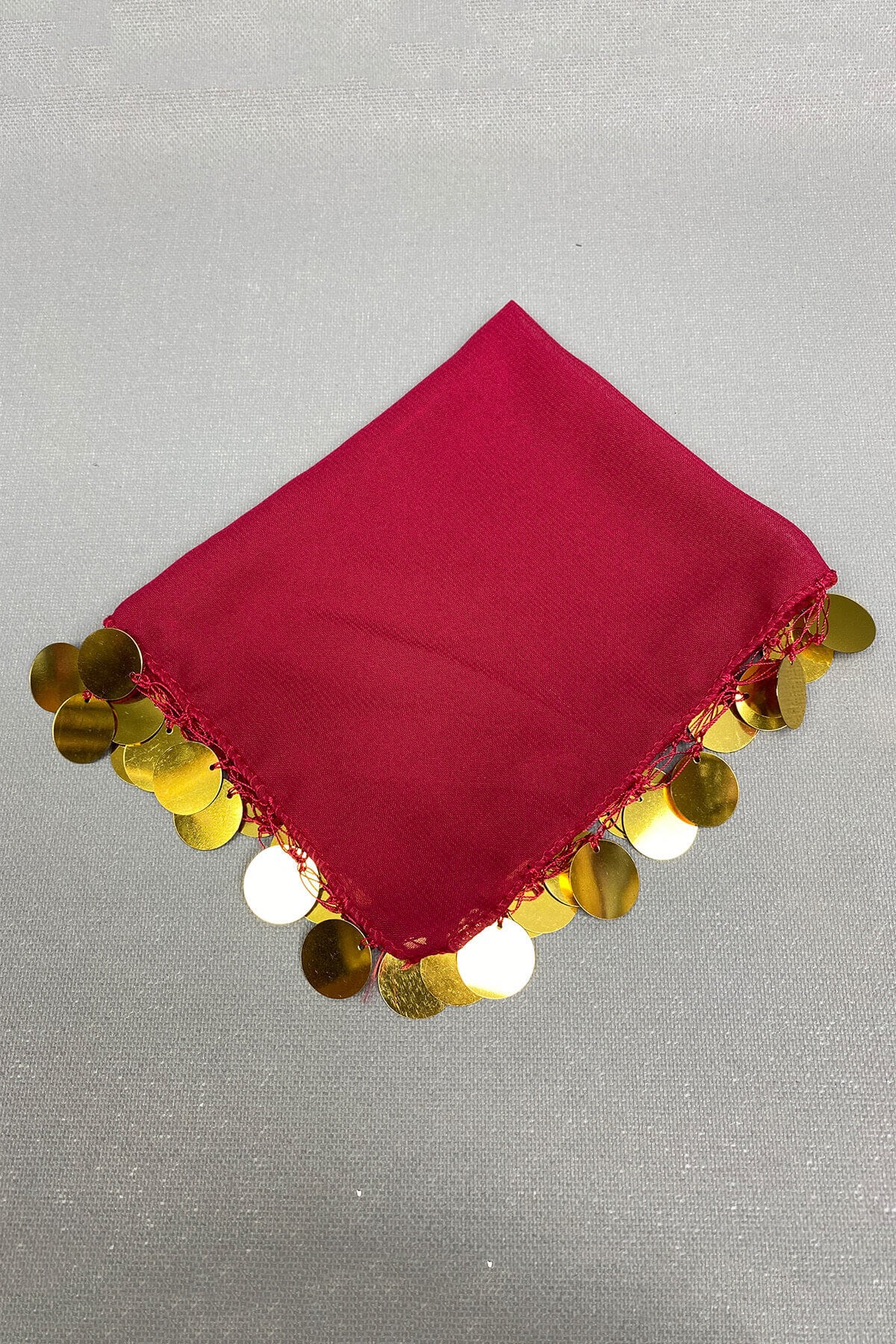 Gold Pul İşlemeli Lüx Halay Mendili 5 Adet Bordo