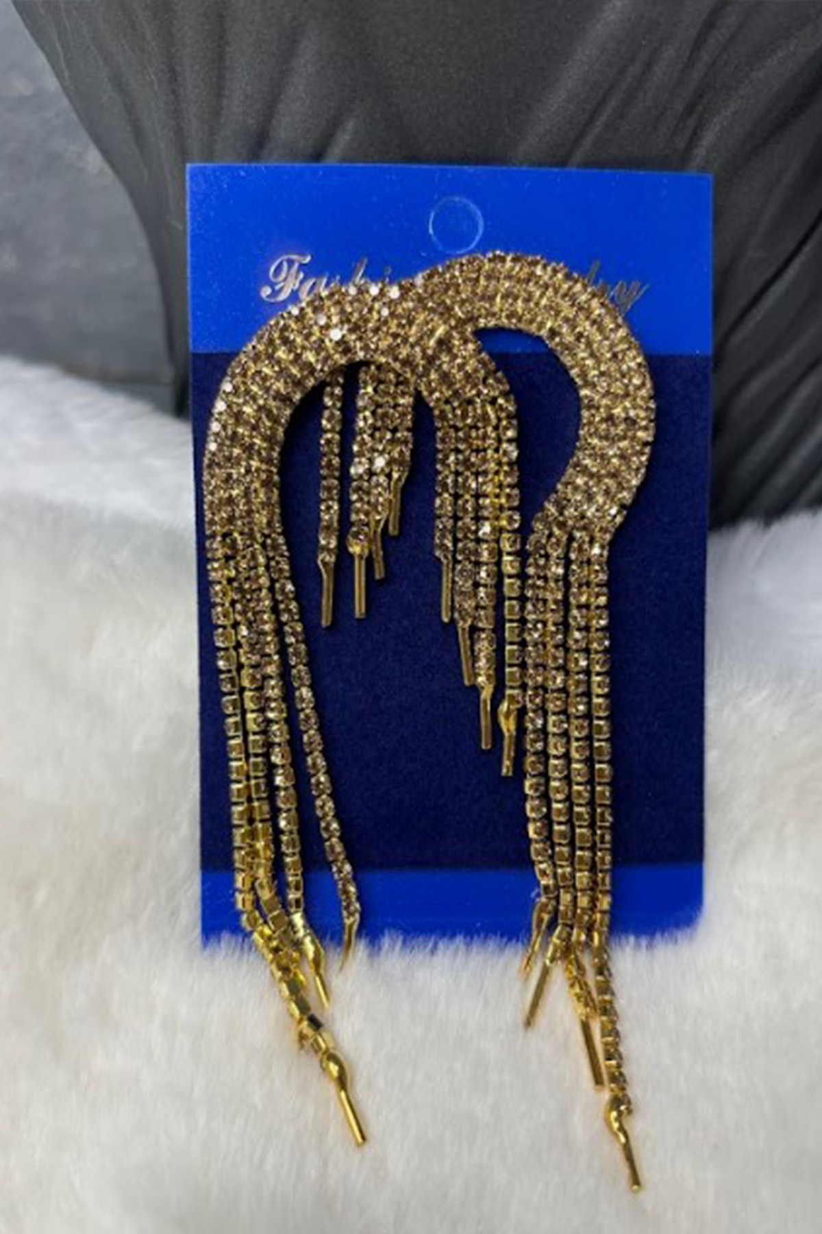 Gold Rengi Sole Düğün Ve Nişan İçin Sallantılı Abiye Gelin Kına Küpesi