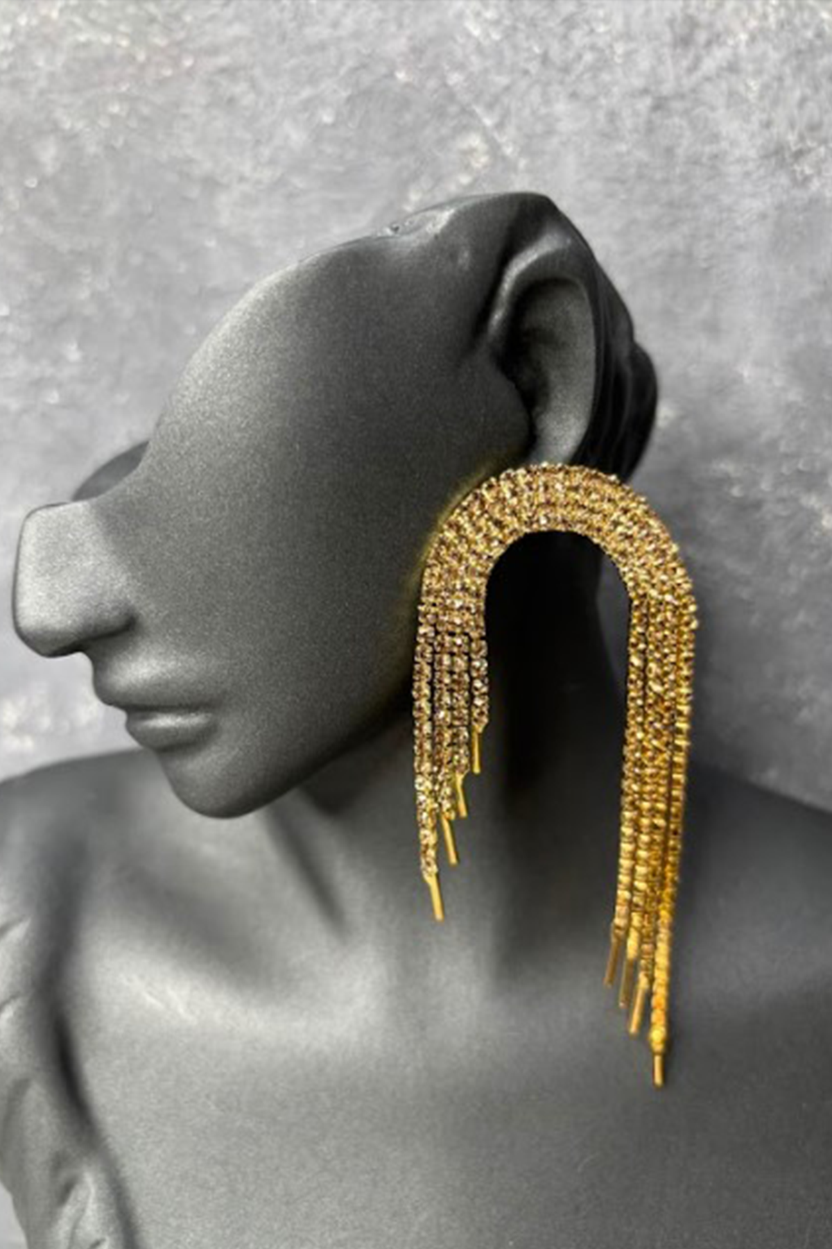 Gold Rengi Sole Düğün Ve Nişan İçin Sallantılı Abiye Gelin Kına Küpesi