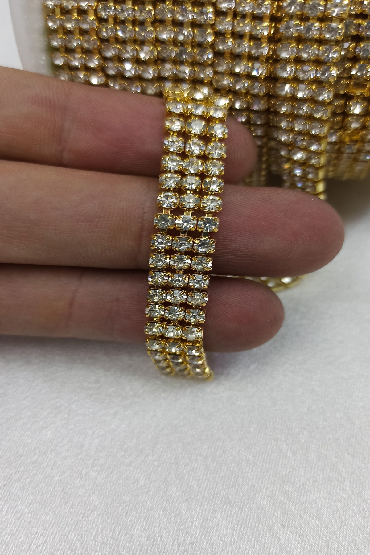 Gold Renk Sıralı Şerit Taş Boncuk