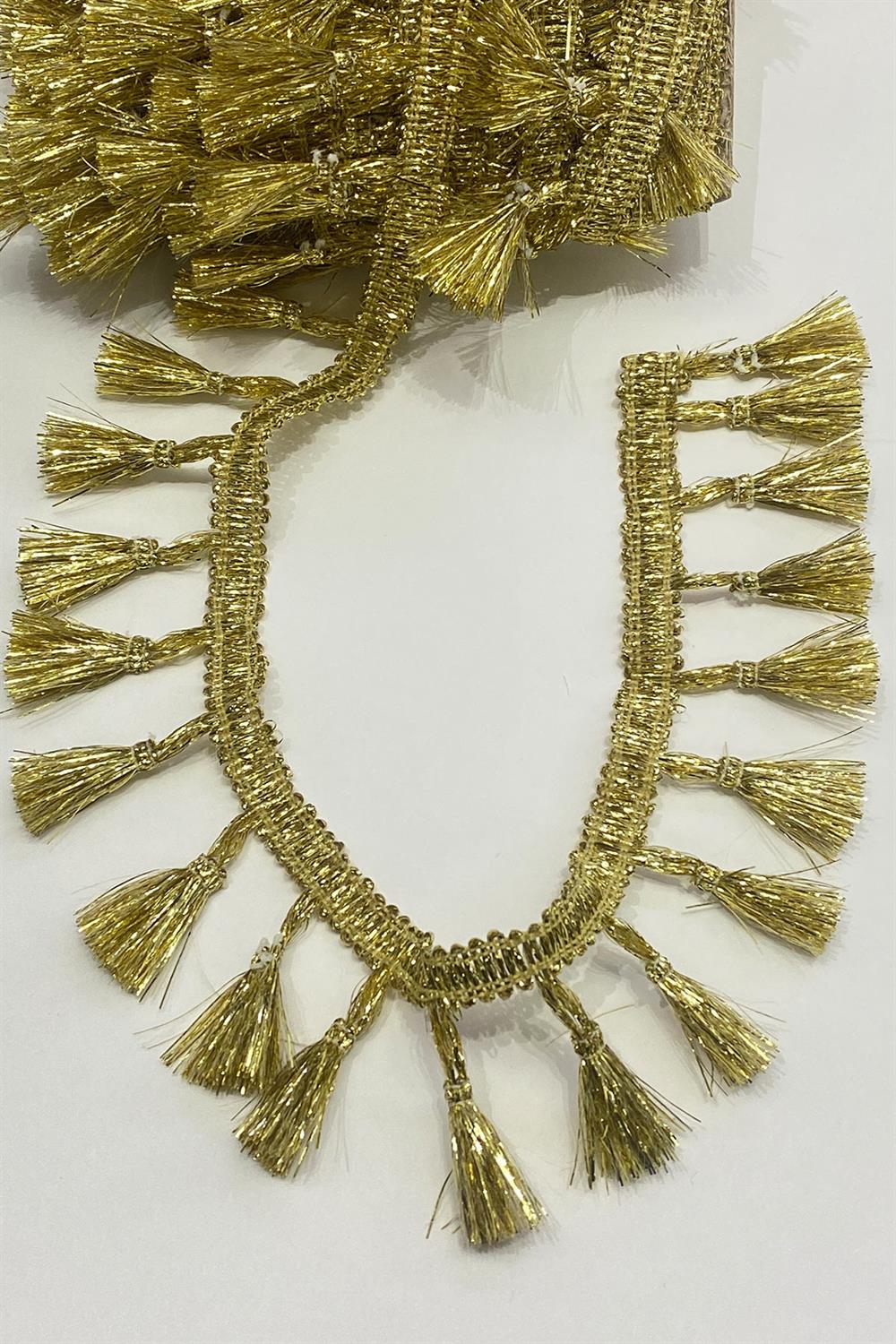 Gold Simli Saçak Püskül Şerit