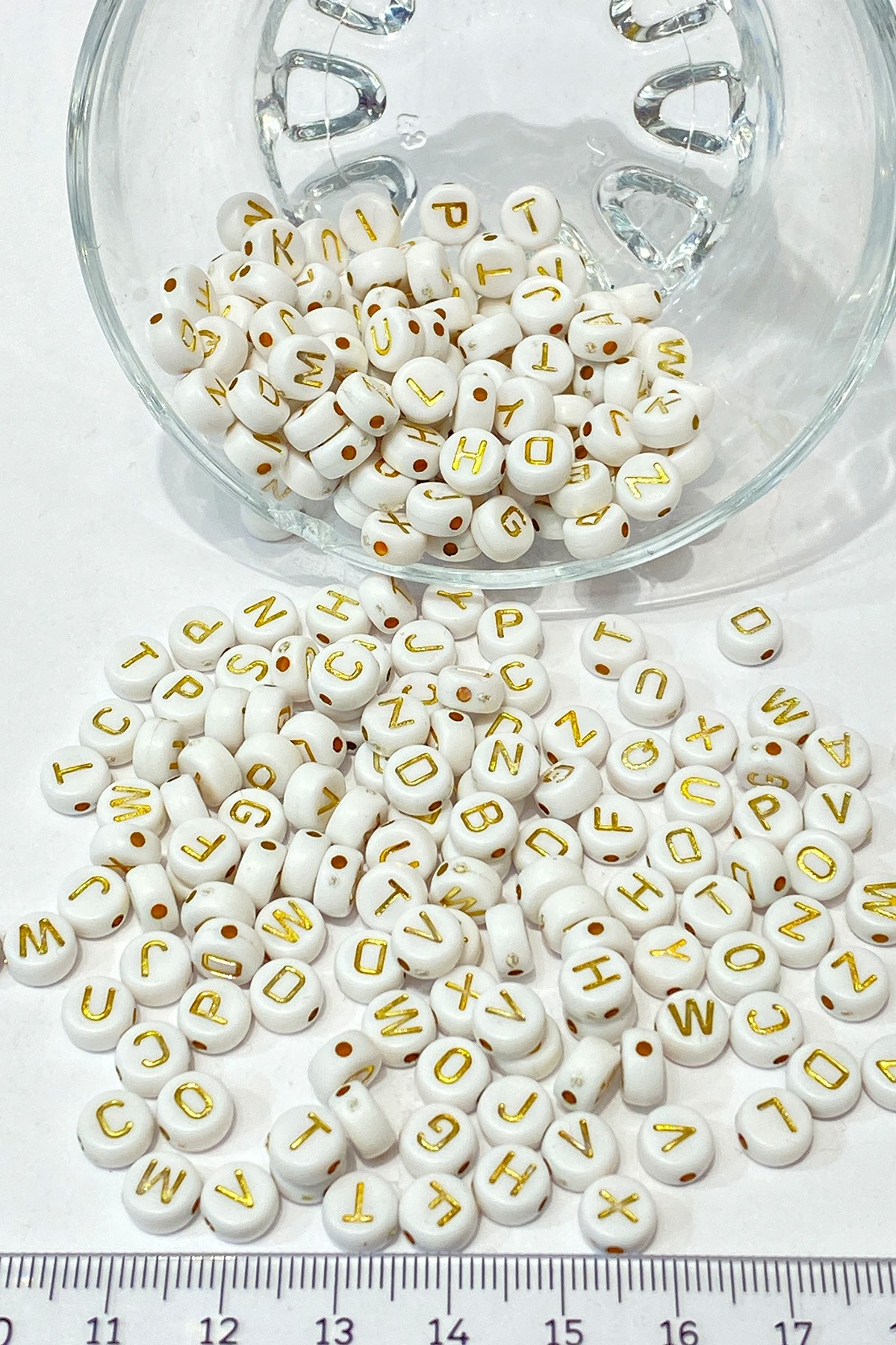 Gold Yuvarlak Harf Boncuk 100 Adet