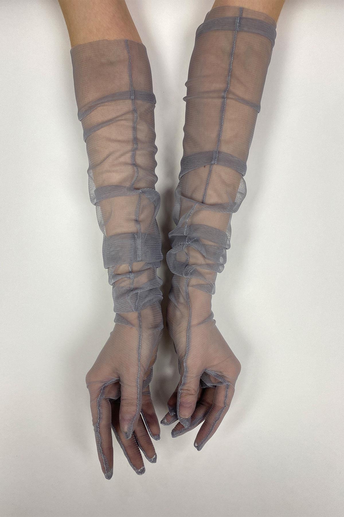 Wholesale Gray 10 Pieces Bridal Gloves Tulle Gloves Wedding/Wedding/Party Gloves