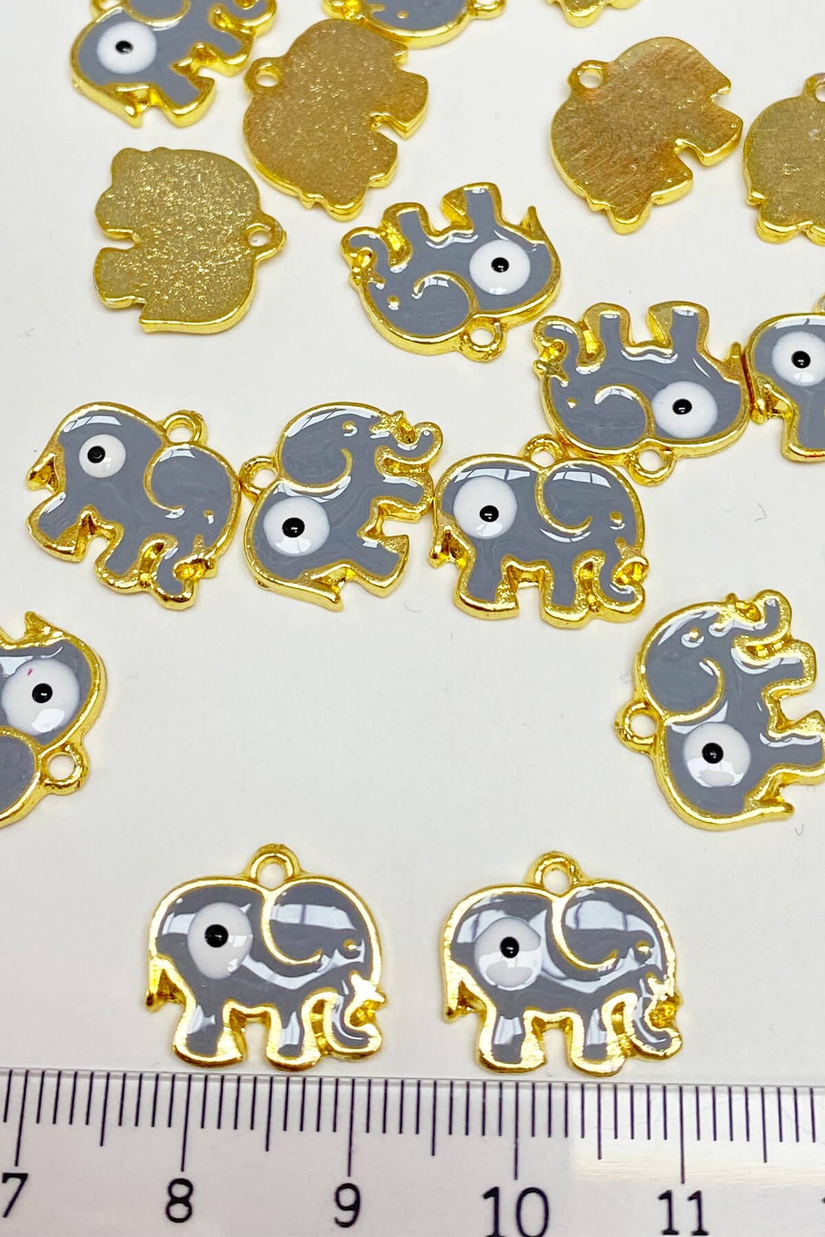 Gray Elephant Shape Evil Eye Bead Pendant 1 Pcs