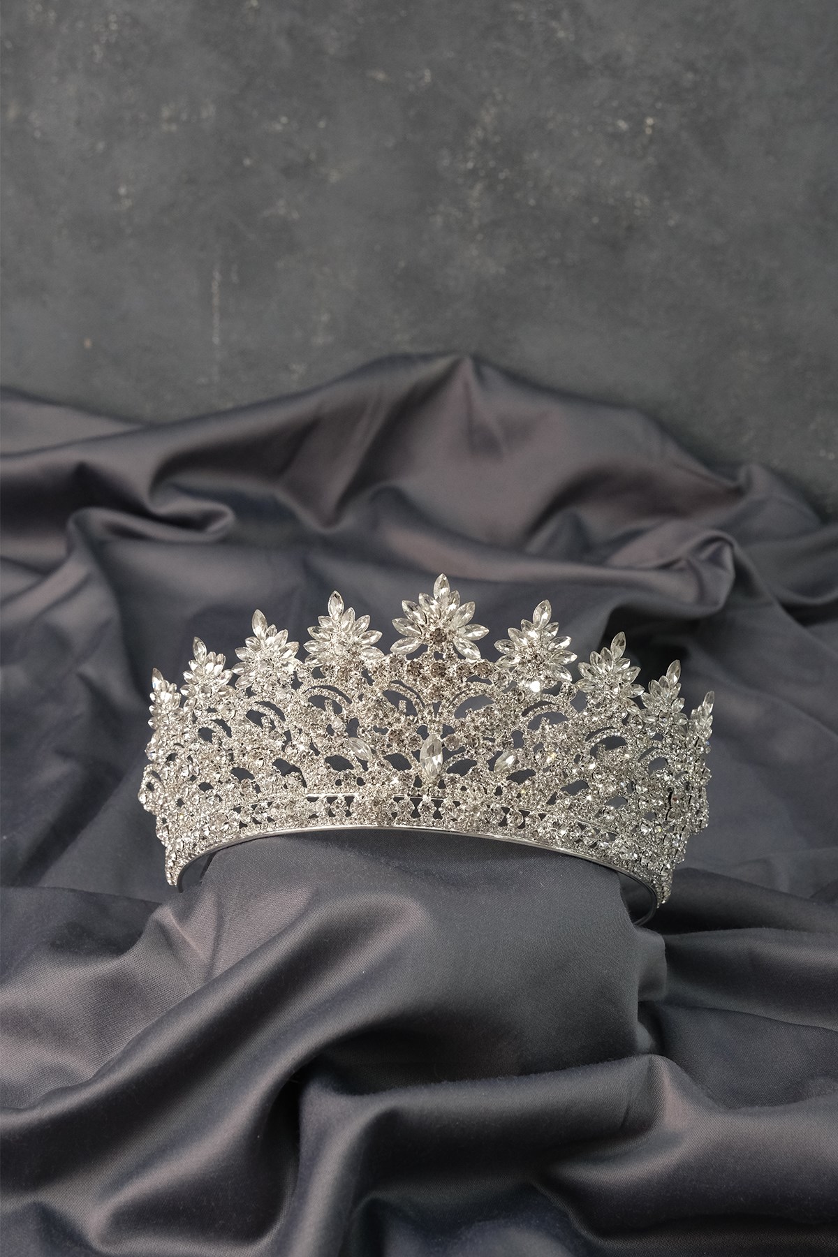 Silver Angelina High Stone Bridal Henna Crown