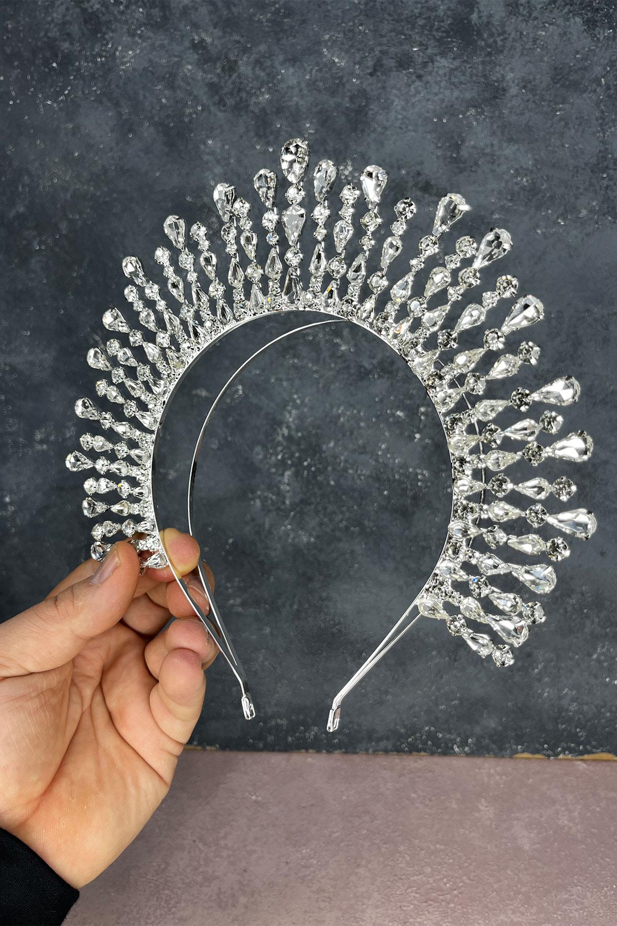 Gümüş Ayas Yüksek Parti Gelin Kına Tacı 