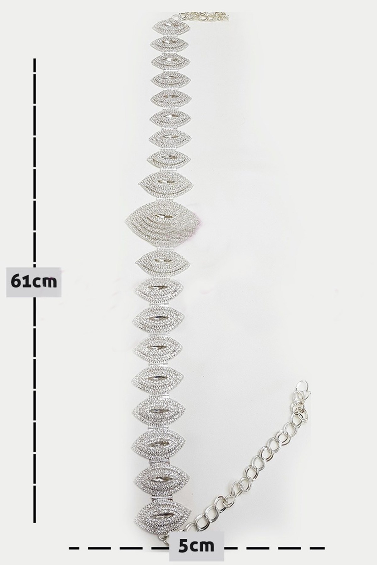 Silver Diamond Patterned Stone Belt