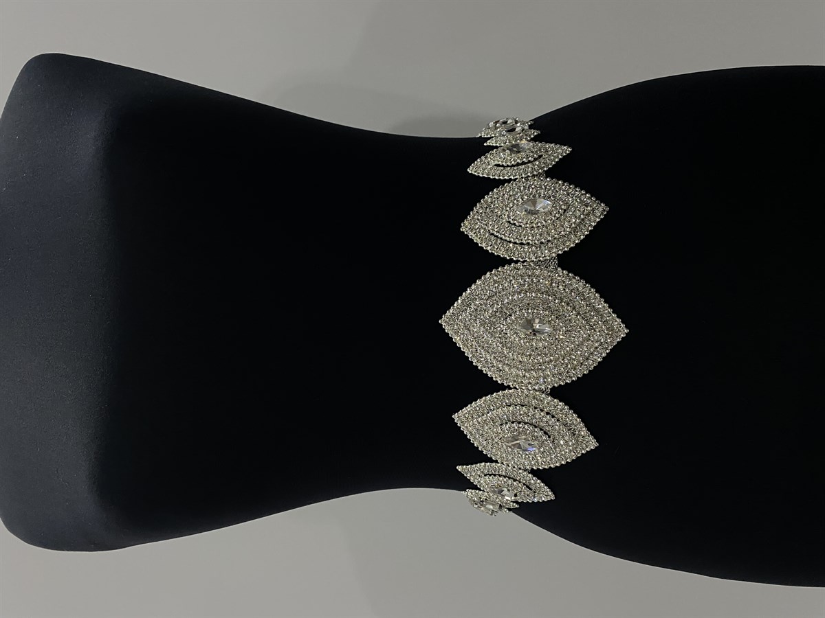 Silver Diamond Patterned Stone Belt